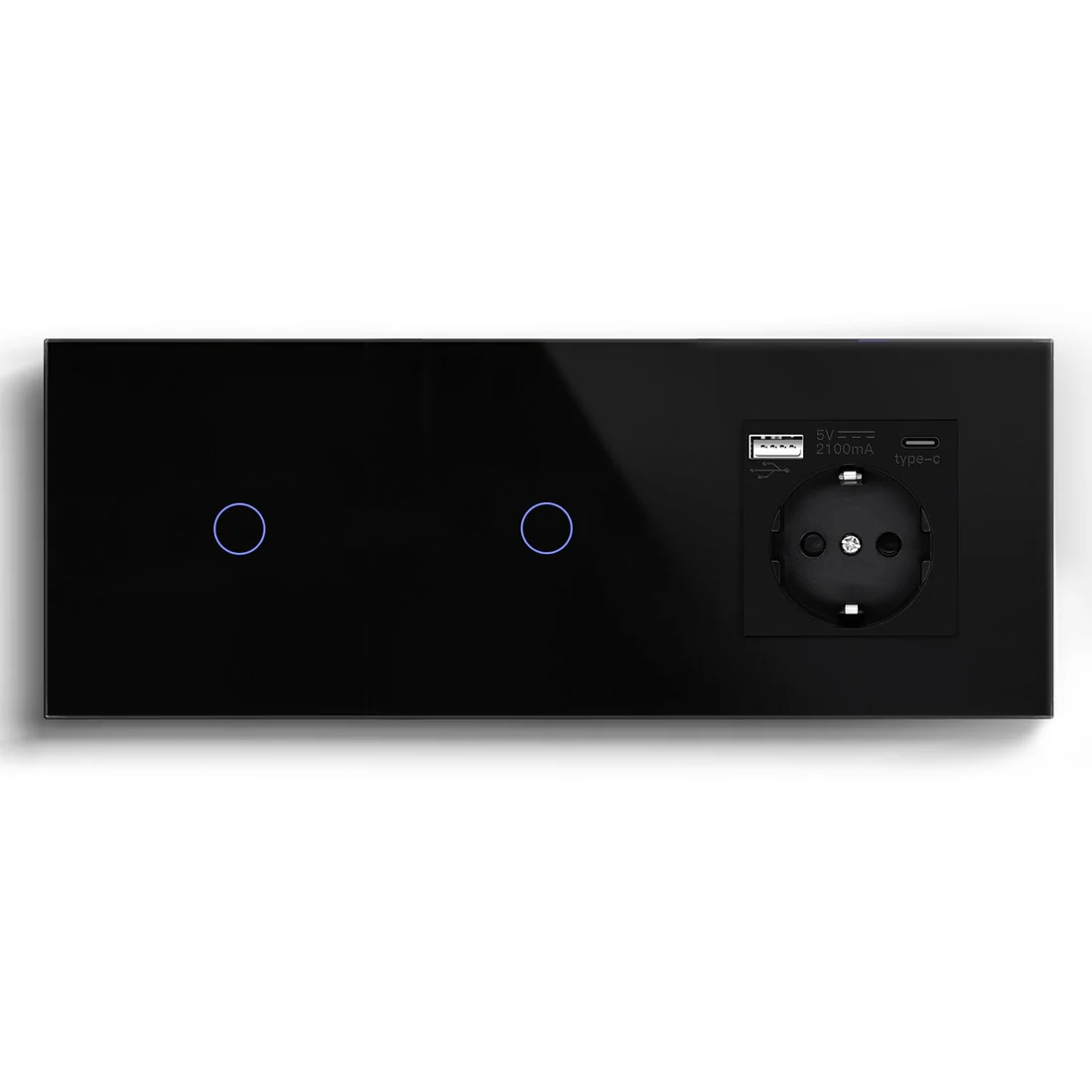 BSEED Product Customization Bseedswitch double 1gang 1way touch switch with eu socket and usb-c port 