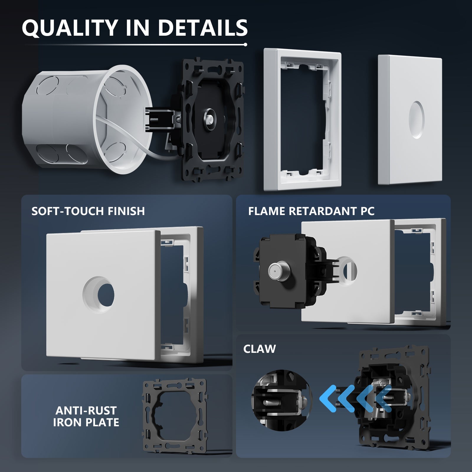 Grand Series Satellite socket With Clamping Technique Power Outlets & Sockets Bseedswitch 