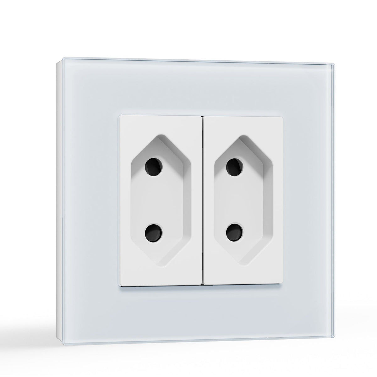 BSEED Double Sockets Power Wall Outlet Type F plug Sockket Eu It Standards 10A Socket Glass Panel Power Outlets & Sockets Bseedswitch White 