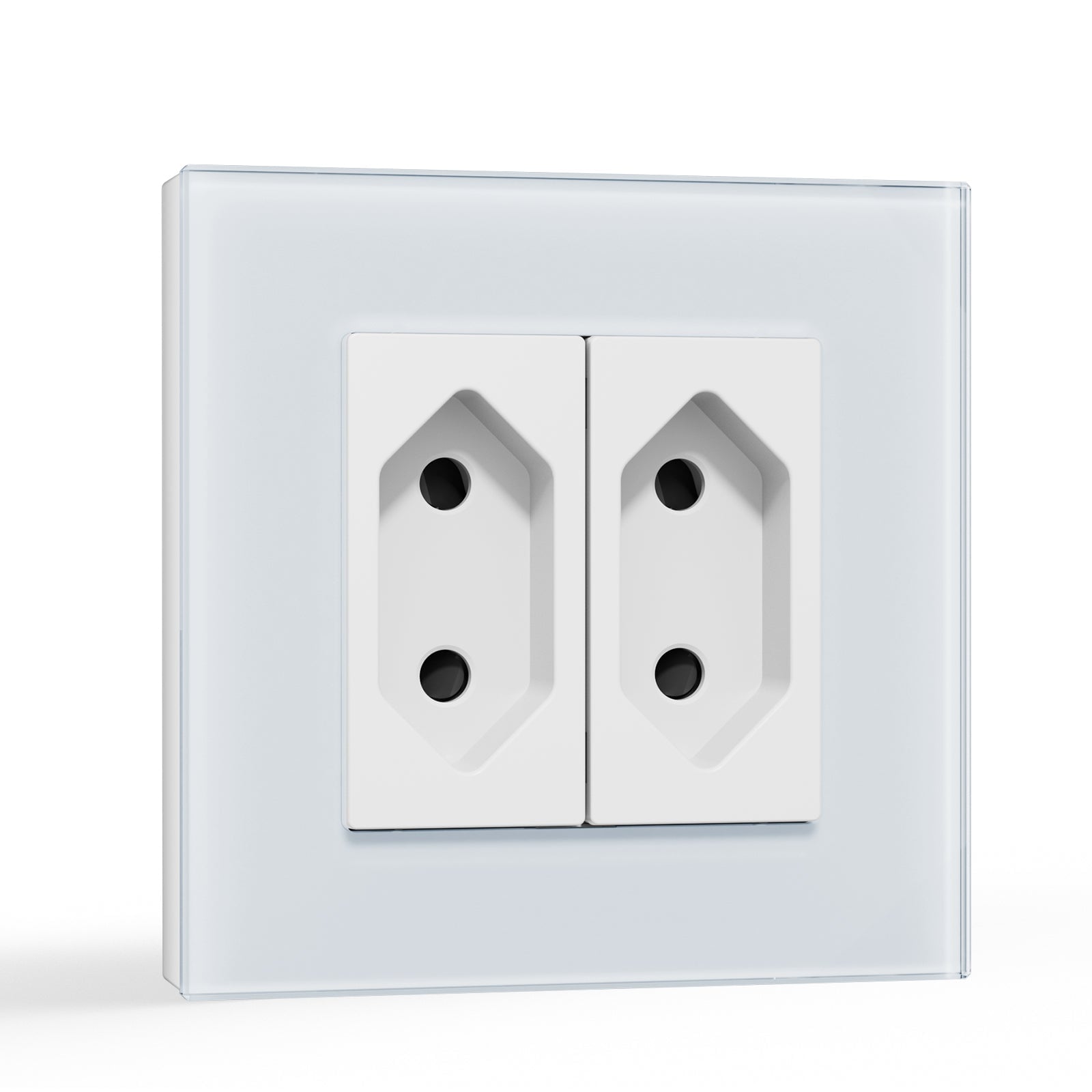 BSEED Double Sockets Power Wall Outlet Type F plug Sockket Eu It Standards 10A Socket Glass Panel Power Outlets & Sockets Bseedswitch White 