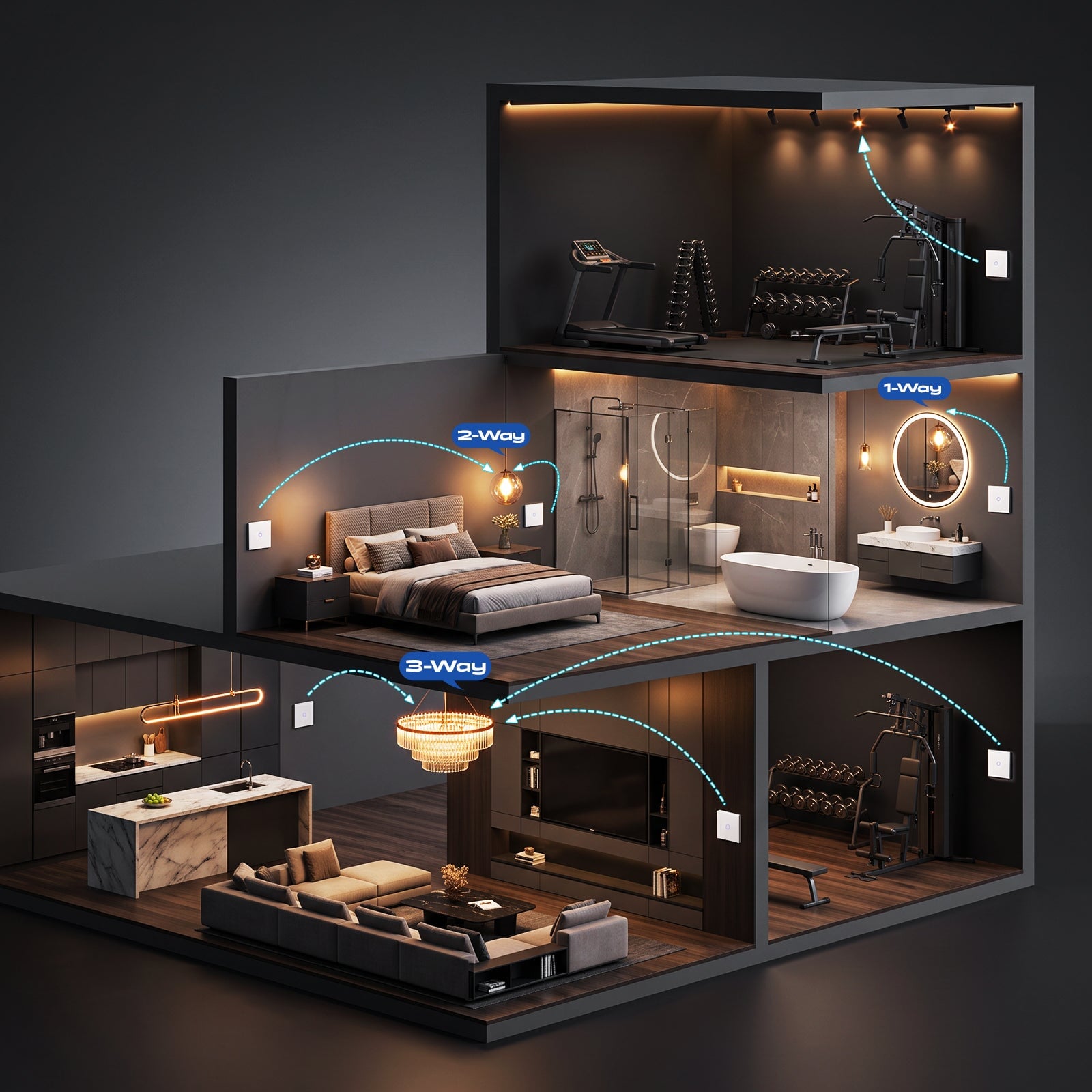 light switch intelligent Bseed Matter Wifi, interrupteur mural électrique, interrupteurs d'éclairage, Bseedswitch 