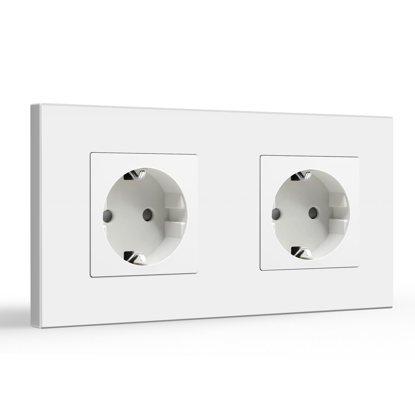Tomada de parede UE BSEED com painel de vidro 16A, tomadas e interruptores de energia, painel duplo de plástico branco Bseedswitch