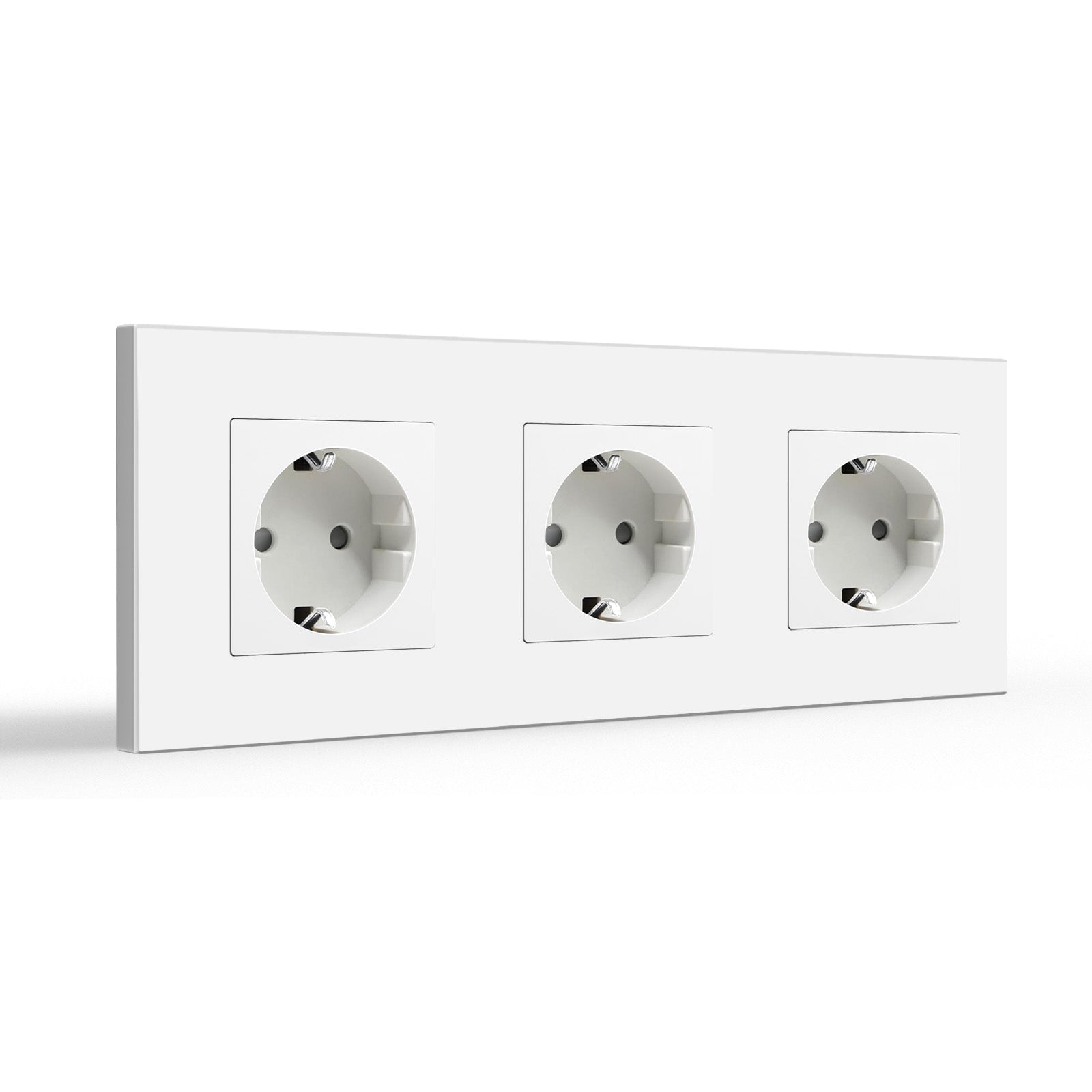 Tomada de parede UE BSEED, painel de vidro, 16A, tomadas e interruptores, painel triplo de plástico branco Bseedswitch