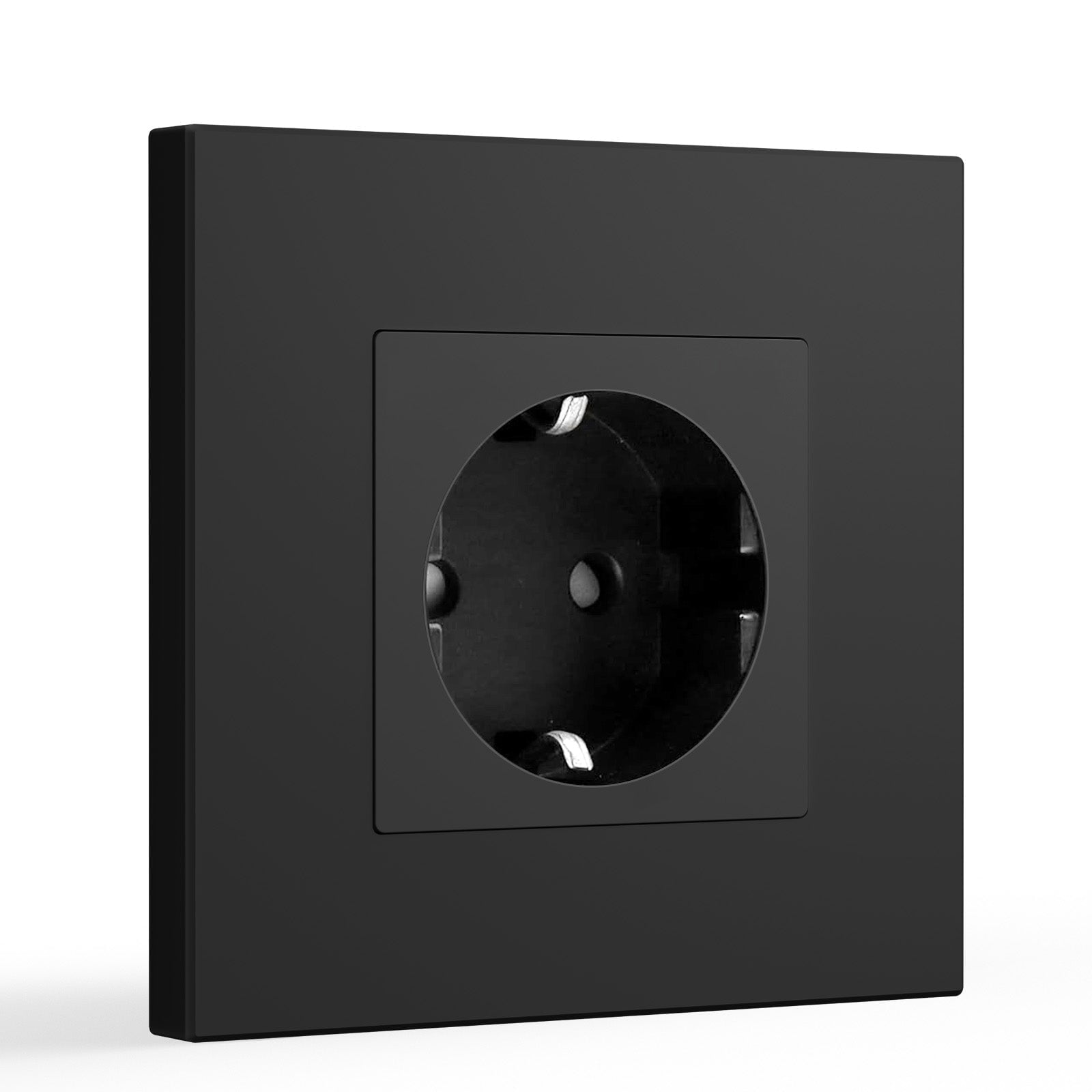 Tomada de parede UE BSEED com painel de vidro, 16A, tomadas e interruptores, painel de plástico simples preto Bseedswitch