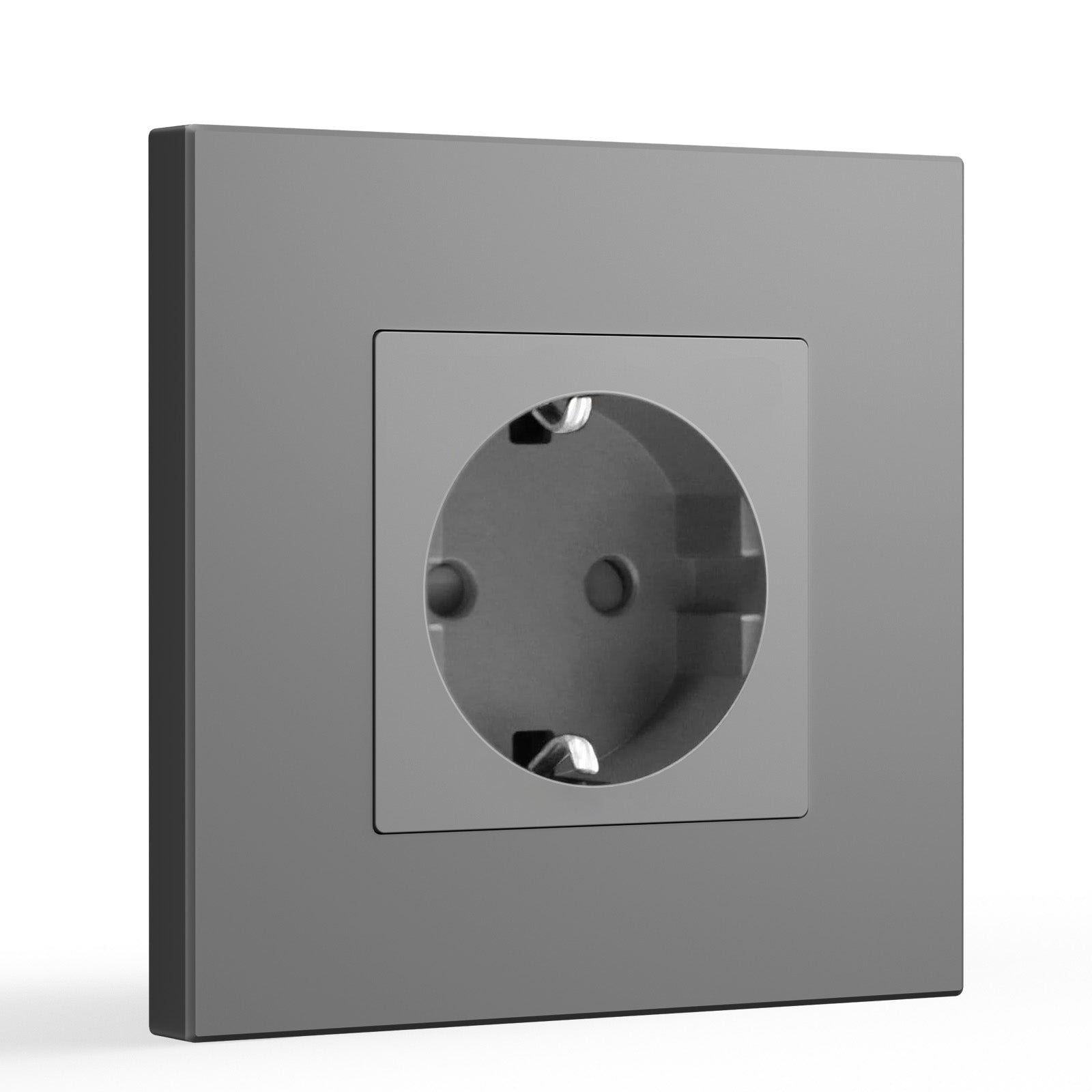 Tomada de parede BSEED EU, painel de vidro, 16A, tomadas e interruptores, painel de plástico simples cinzento Bseedswitch