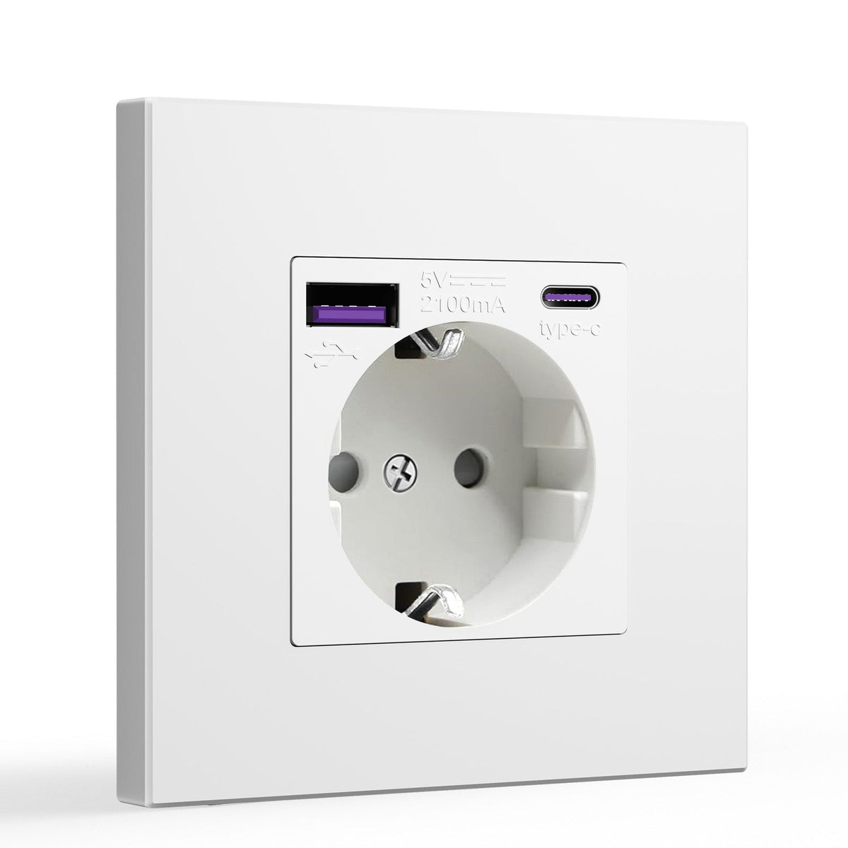 BSEED EU sockets with 20W PD Fast Charge Type-C Interface Outlet Wall Socket Power Outlets & Sockets Bseedswitch White Plastic Panel Single