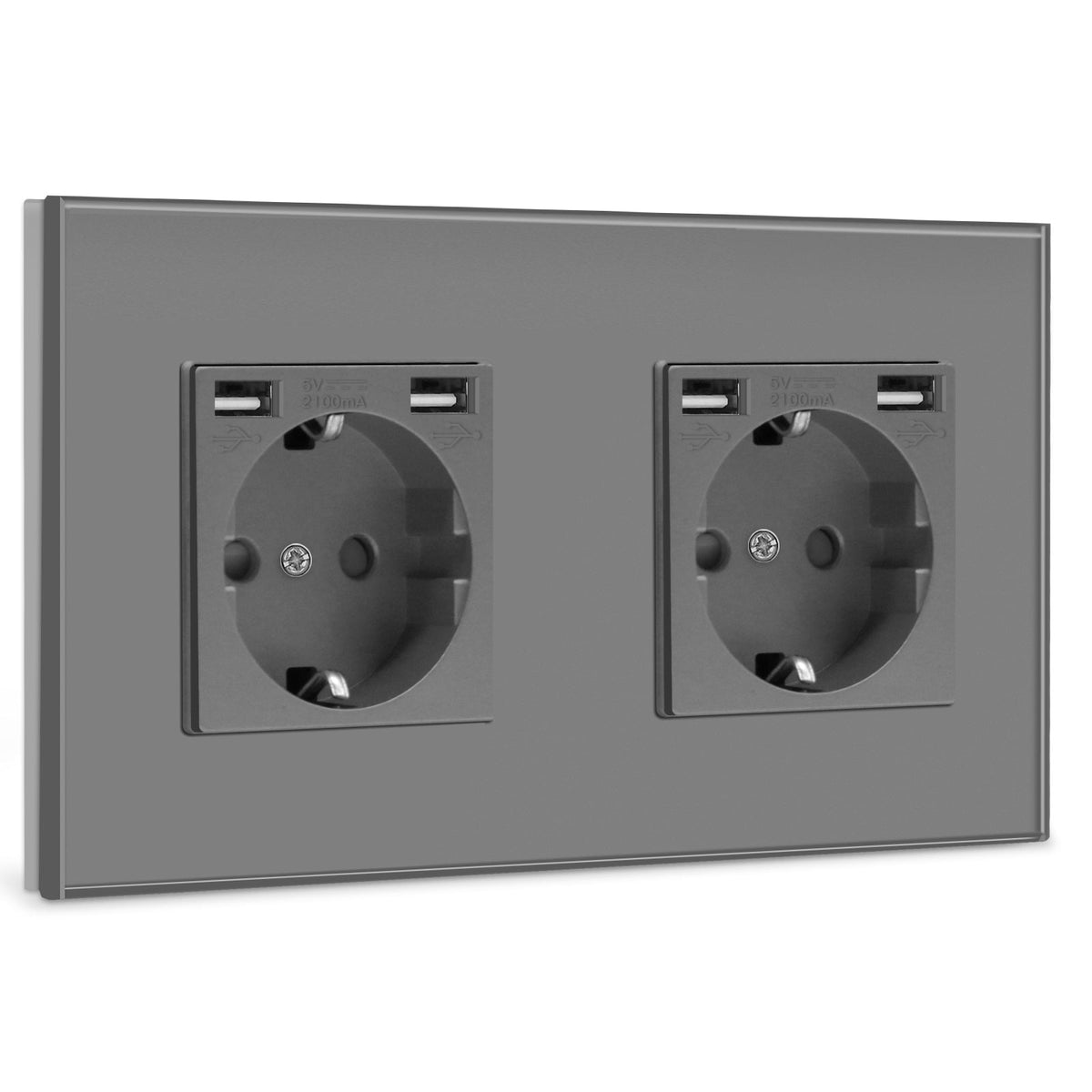 BSEED EU Sockets with 2.1A Double USB Port Interface Outlet Wall Socket Power Outlets & Sockets Bseedswitch Grey Double 