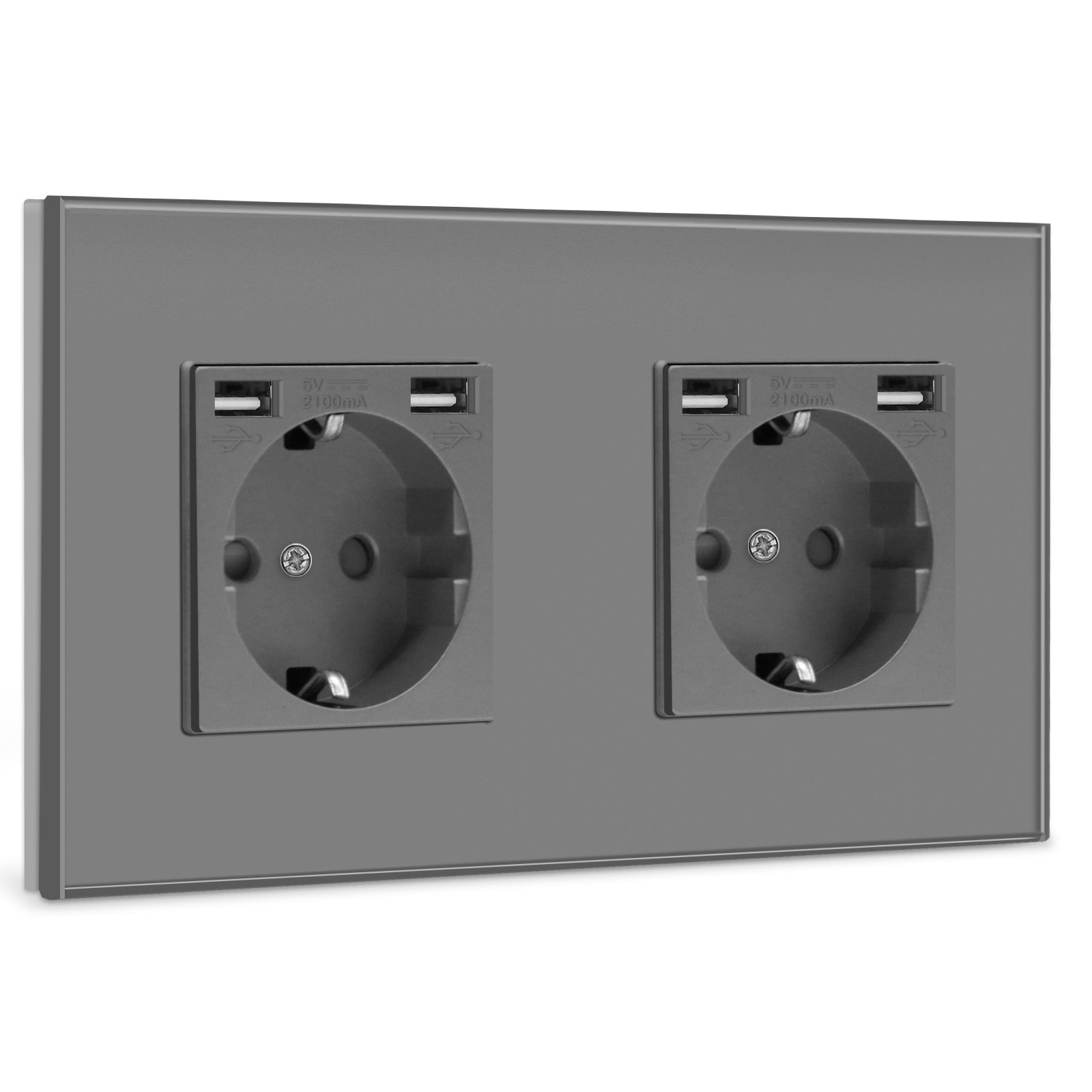 BSEED EU Sockets with 2.1A Double USB Port Interface Outlet Wall Socket Power Outlets & Sockets Bseedswitch Grey Double 
