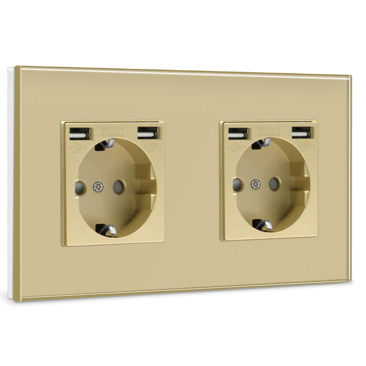 BSEED EU Sockets with 2.1A Double USB Port Interface Outlet Wall Socket Power Outlets & Sockets Bseedswitch Gold Double 