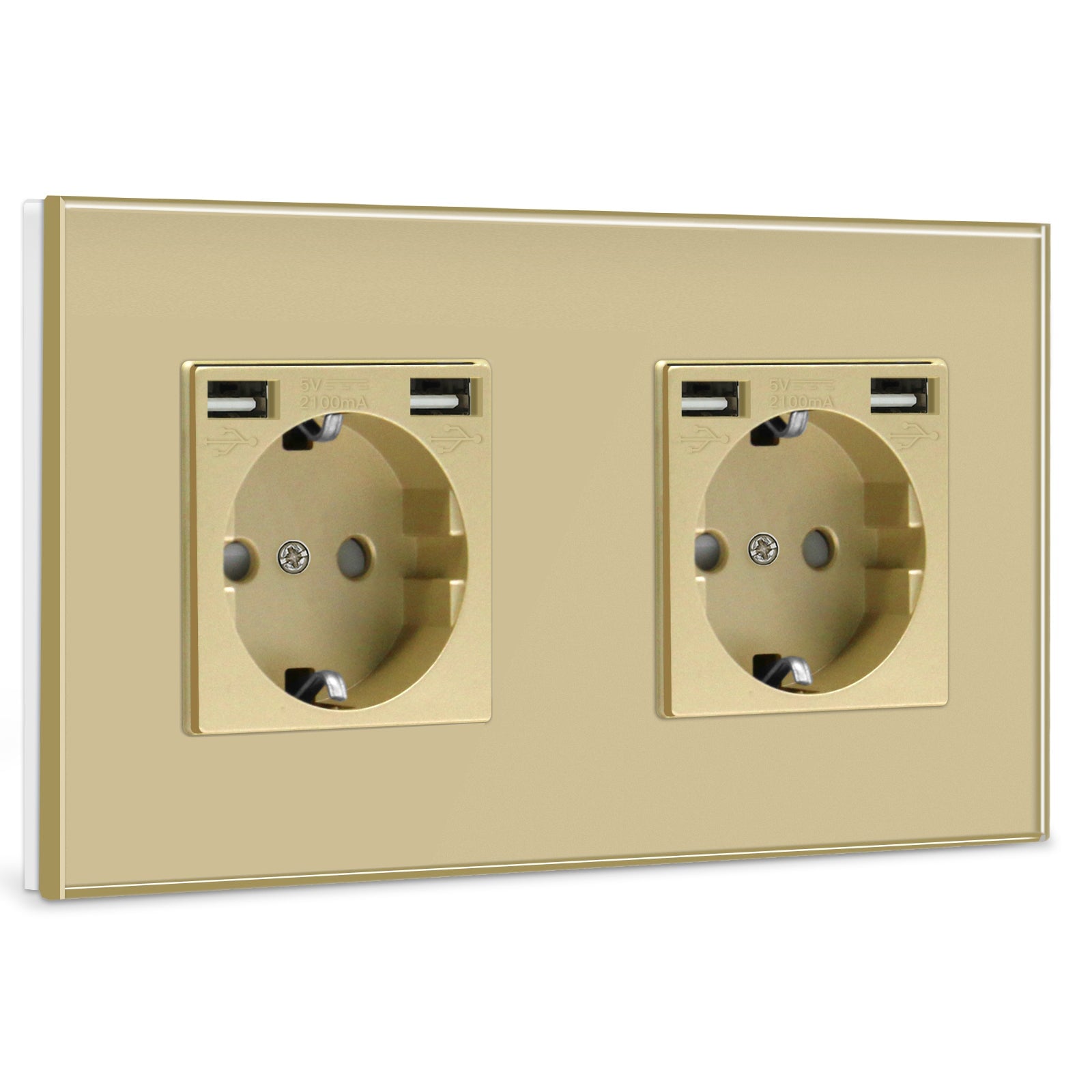 BSEED EU Sockets with 2.1A Double USB Port Interface Outlet Wall Socket Power Outlets & Sockets Bseedswitch Gold Double 