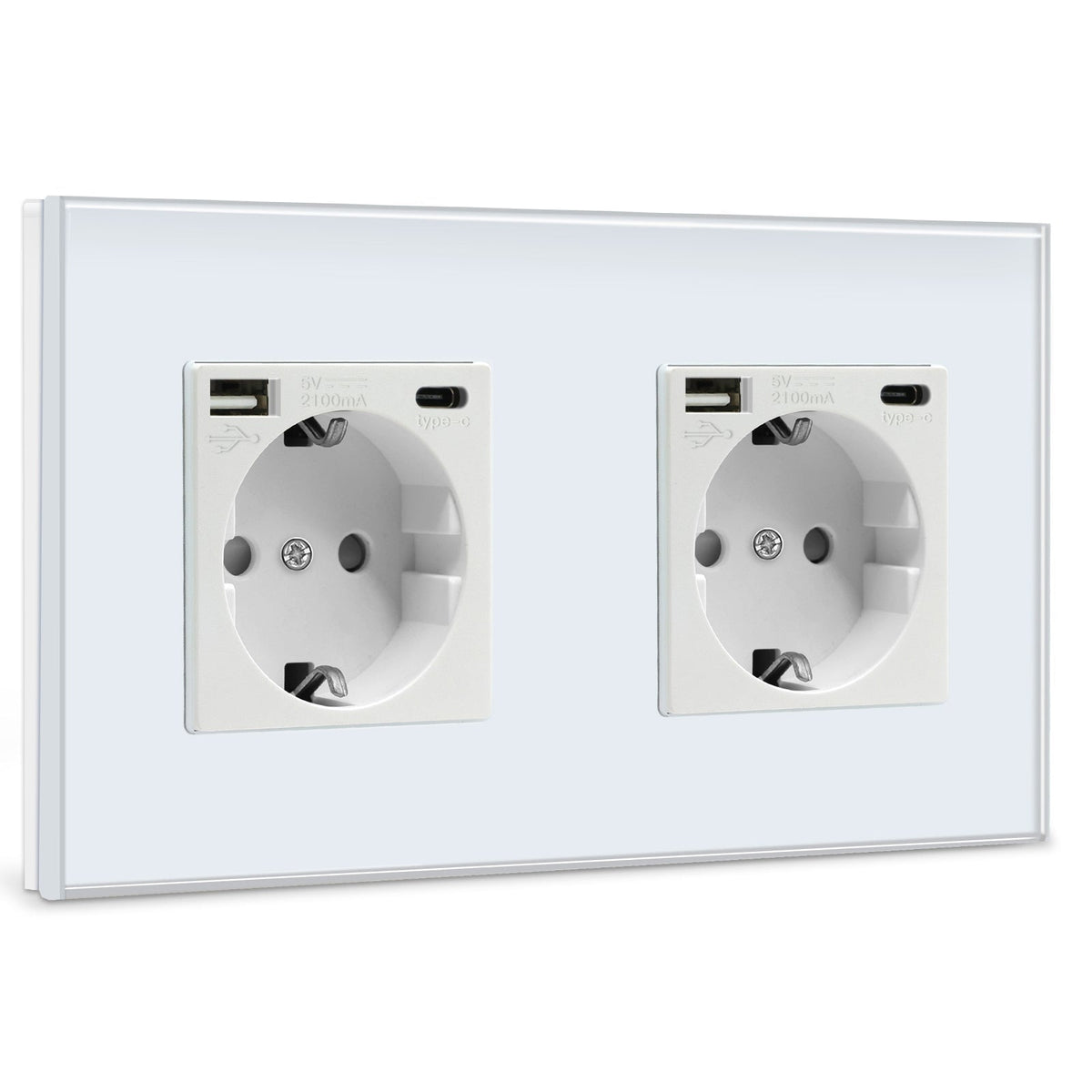 Tomadas de parede EU BSEED com interface Type-C de 2.1A, tomadas elétricas e fichas Bseedswitch, brancas, duplas 