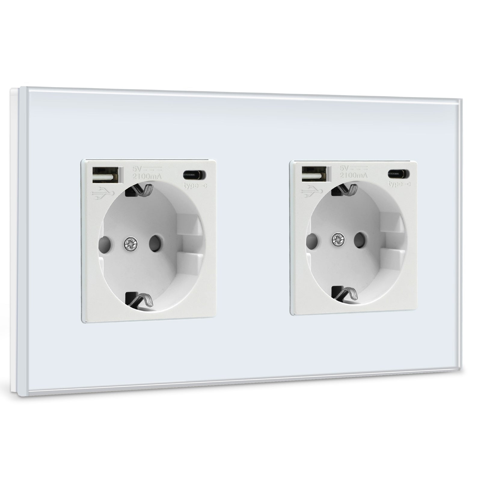 BSEED EU sockets with 2.1A Type-C Interface Outlet Wall Socket Power Outlets & Sockets Bseedswitch White Double 