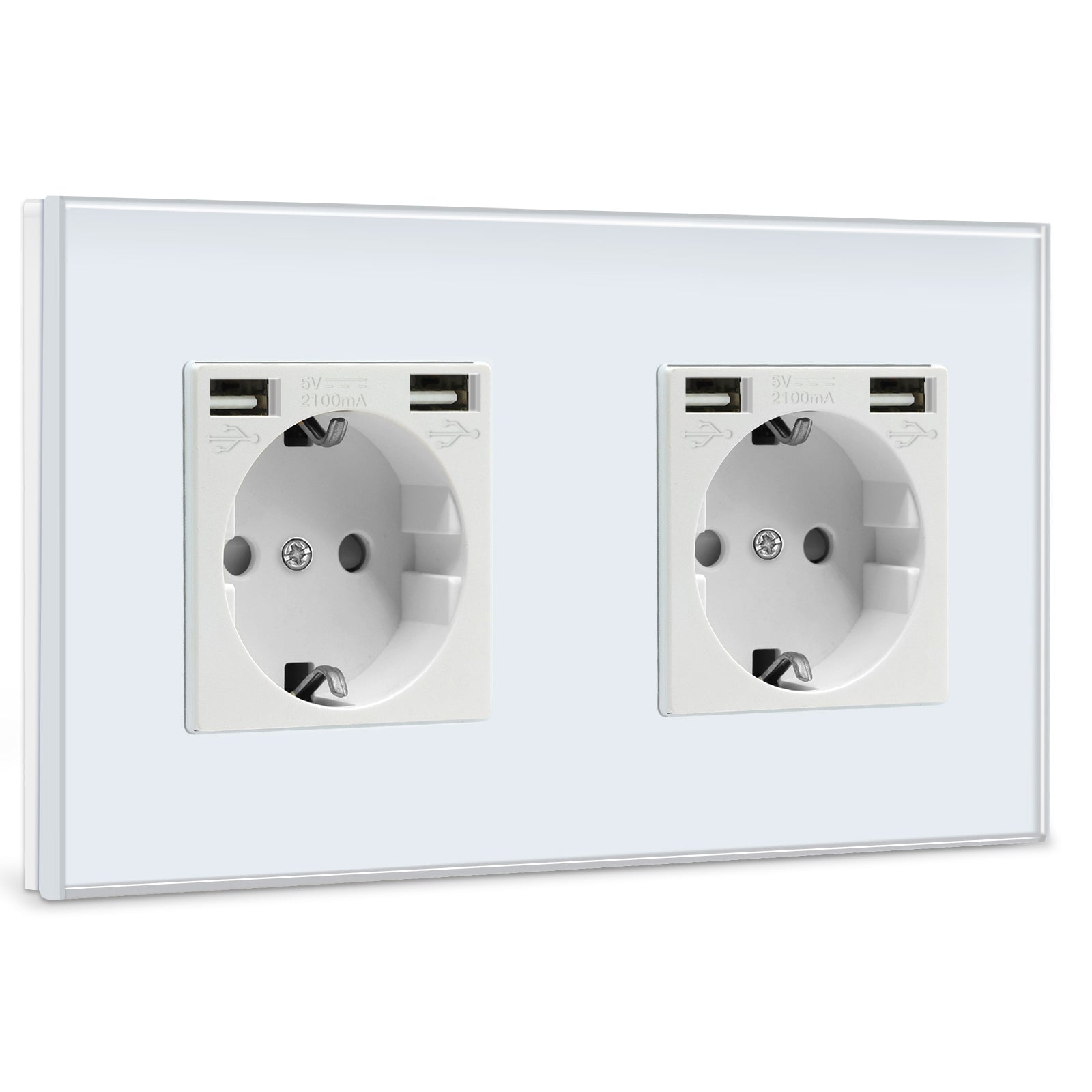 BSEED EU Sockets with 2.1A Double USB Port Interface Outlet Wall Socket Power Outlets & Sockets Bseedswitch White Double 