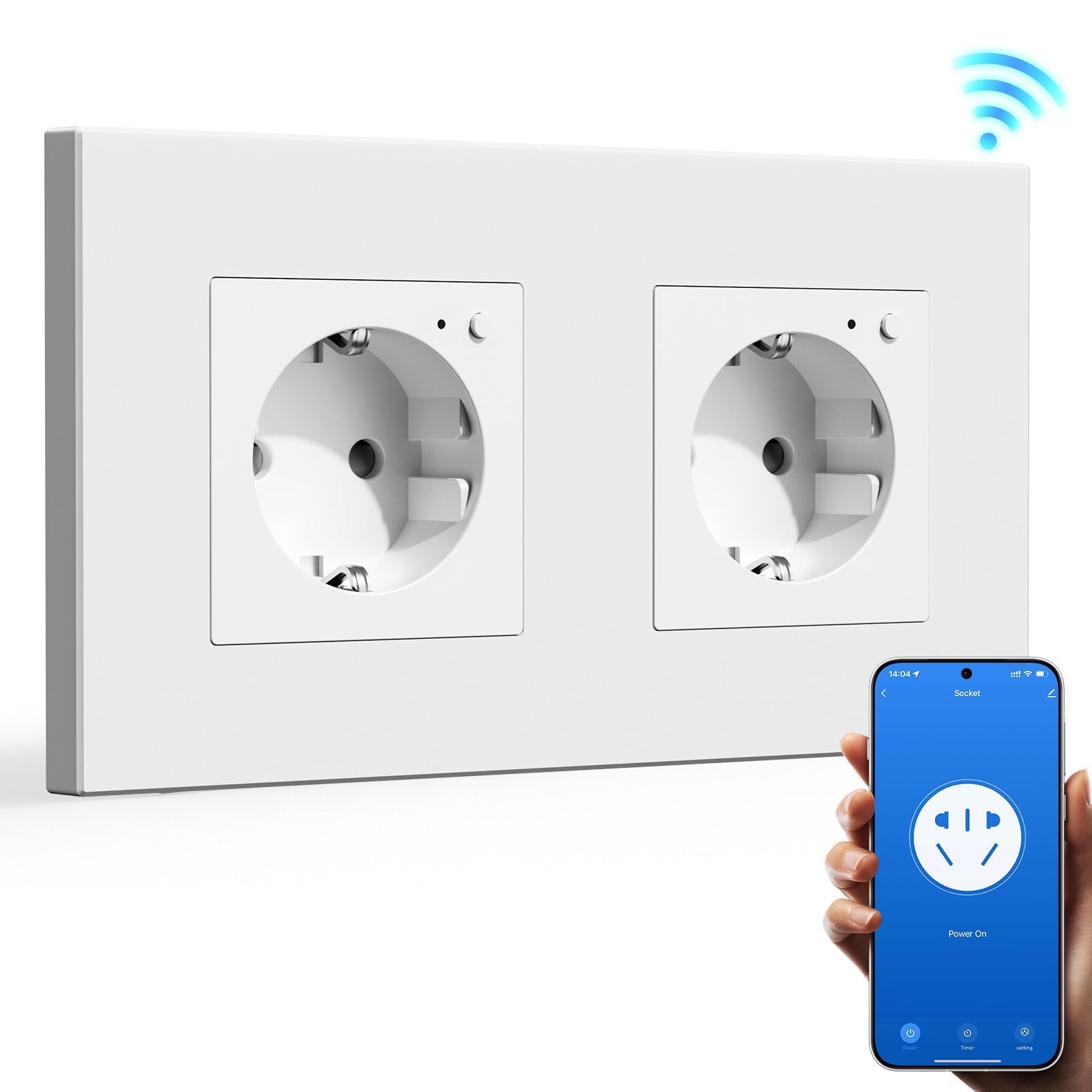 BSEED Wifi EU Wall Sockets Single Power Outlets Kids Protection Power Outlets & Sockets Bseedswitch white Double Plastic