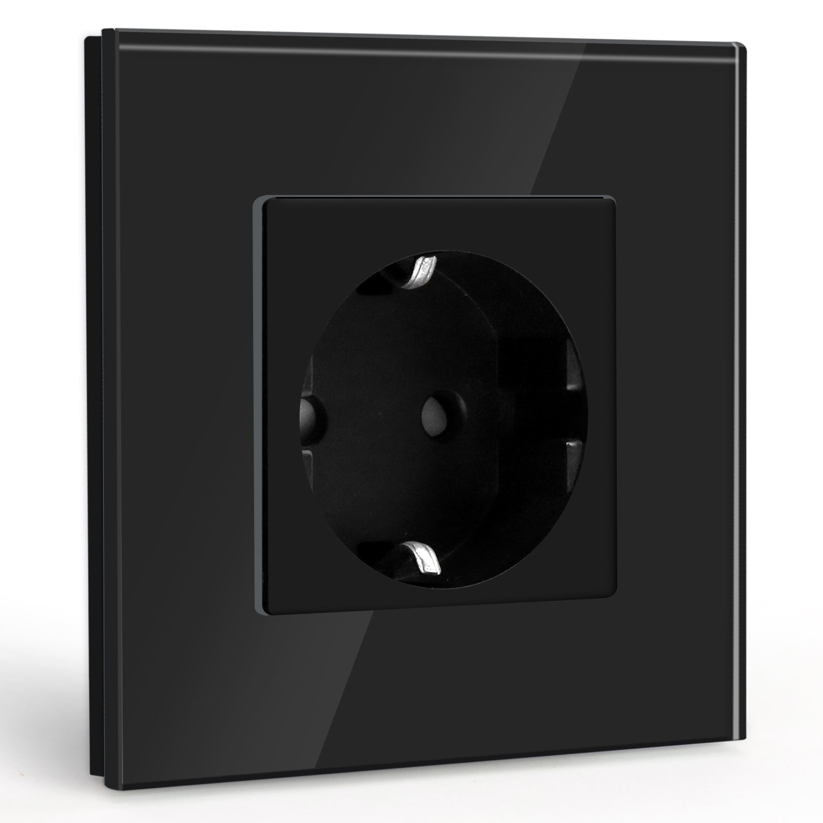 BSEED EU Wall Sockets Power Outlets Glass Panel 16A Power Outlets & Sockets Bseedswitch Black Single 