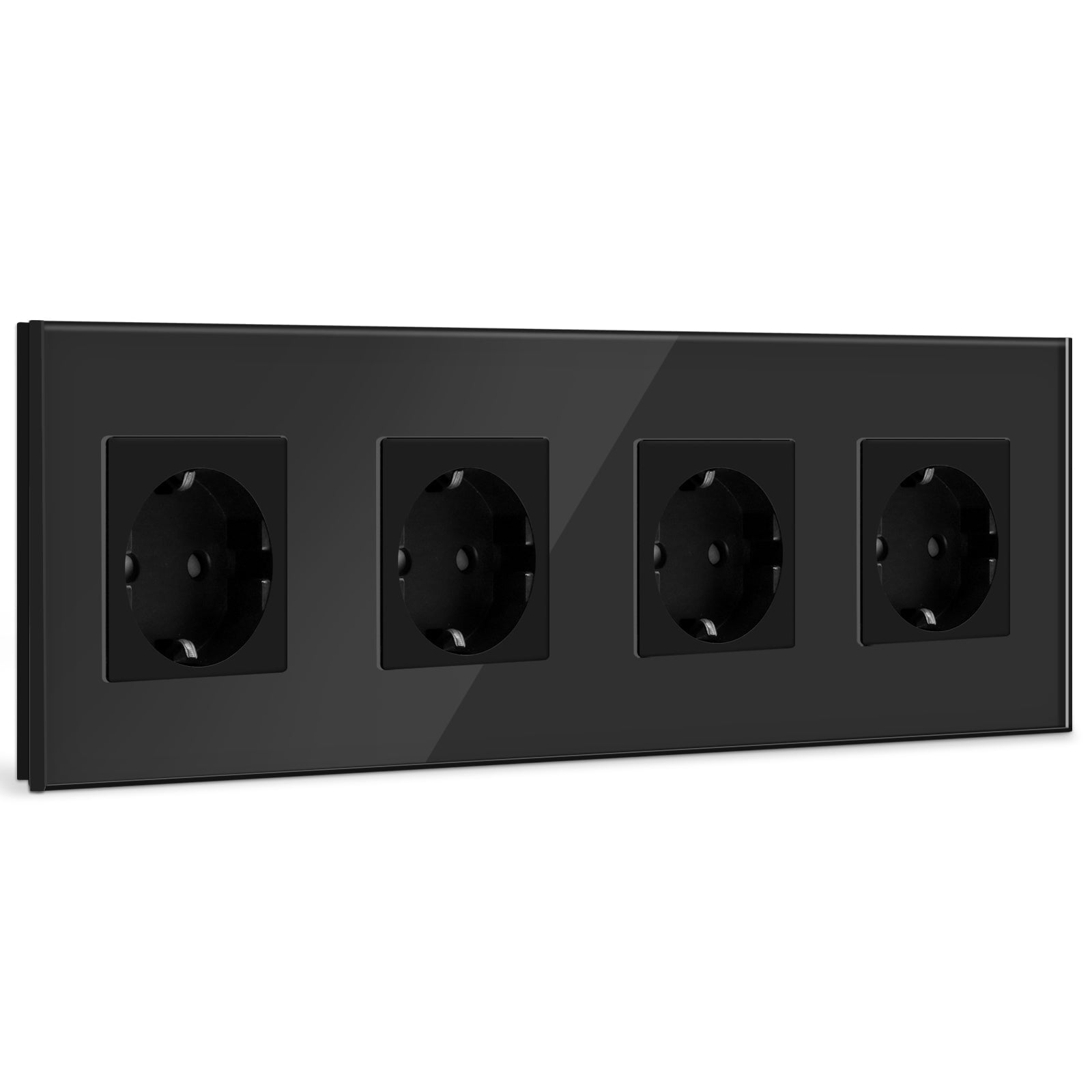 BSEED EU Wall Sockets Power Outlets Glass Panel 16A Power Outlets & Sockets Bseedswitch Black Quadruple 