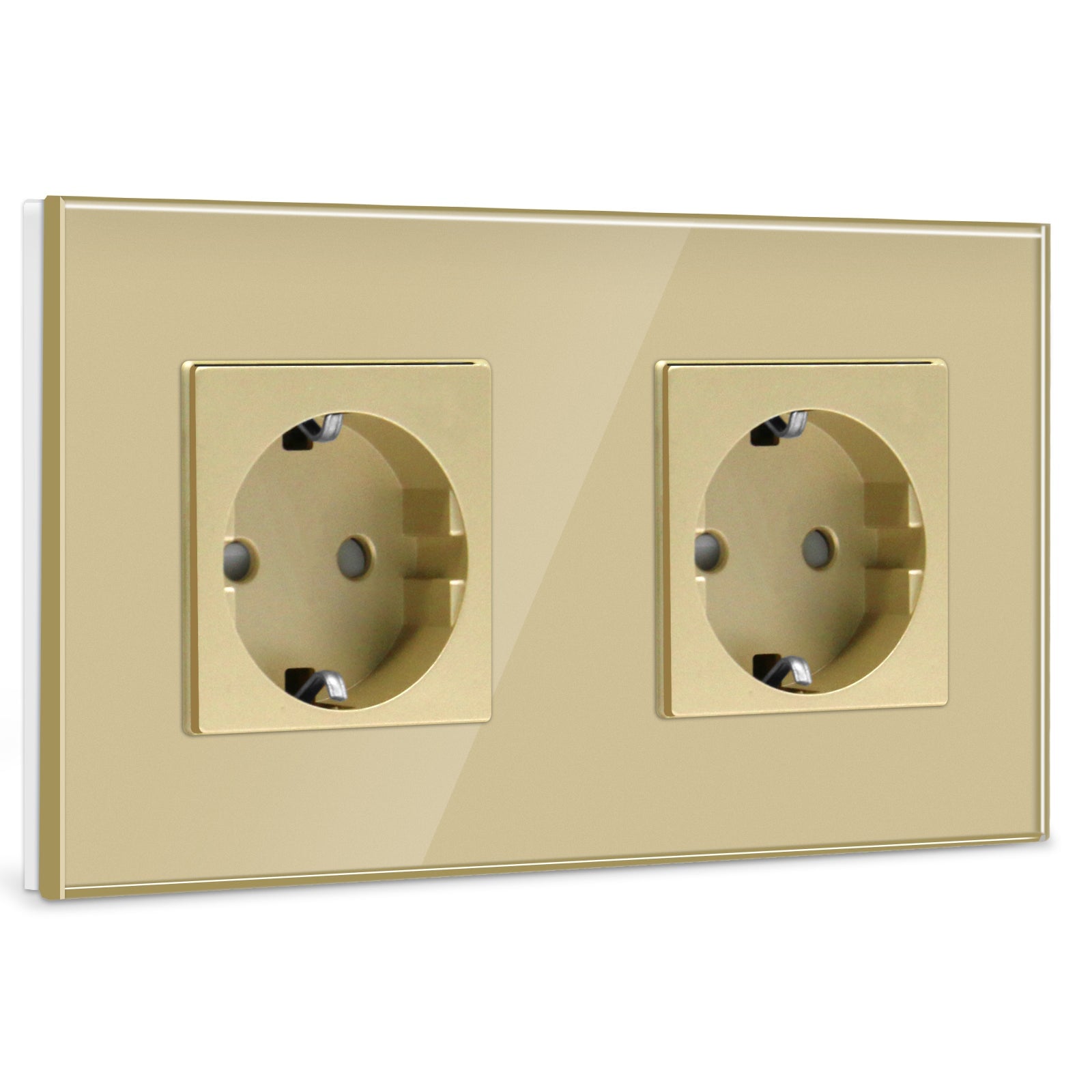 BSEED EU Wall Sockets Power Outlets Glass Panel 16A Power Outlets & Sockets Bseedswitch Gold Double 