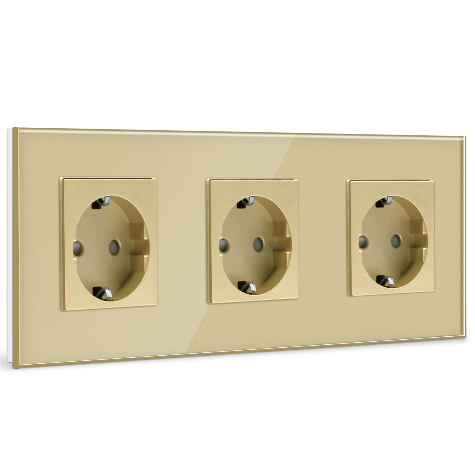 BSEED EU Wall Sockets Power Outlets Glass Panel 16A Power Outlets & Sockets Bseedswitch Gold Triple 
