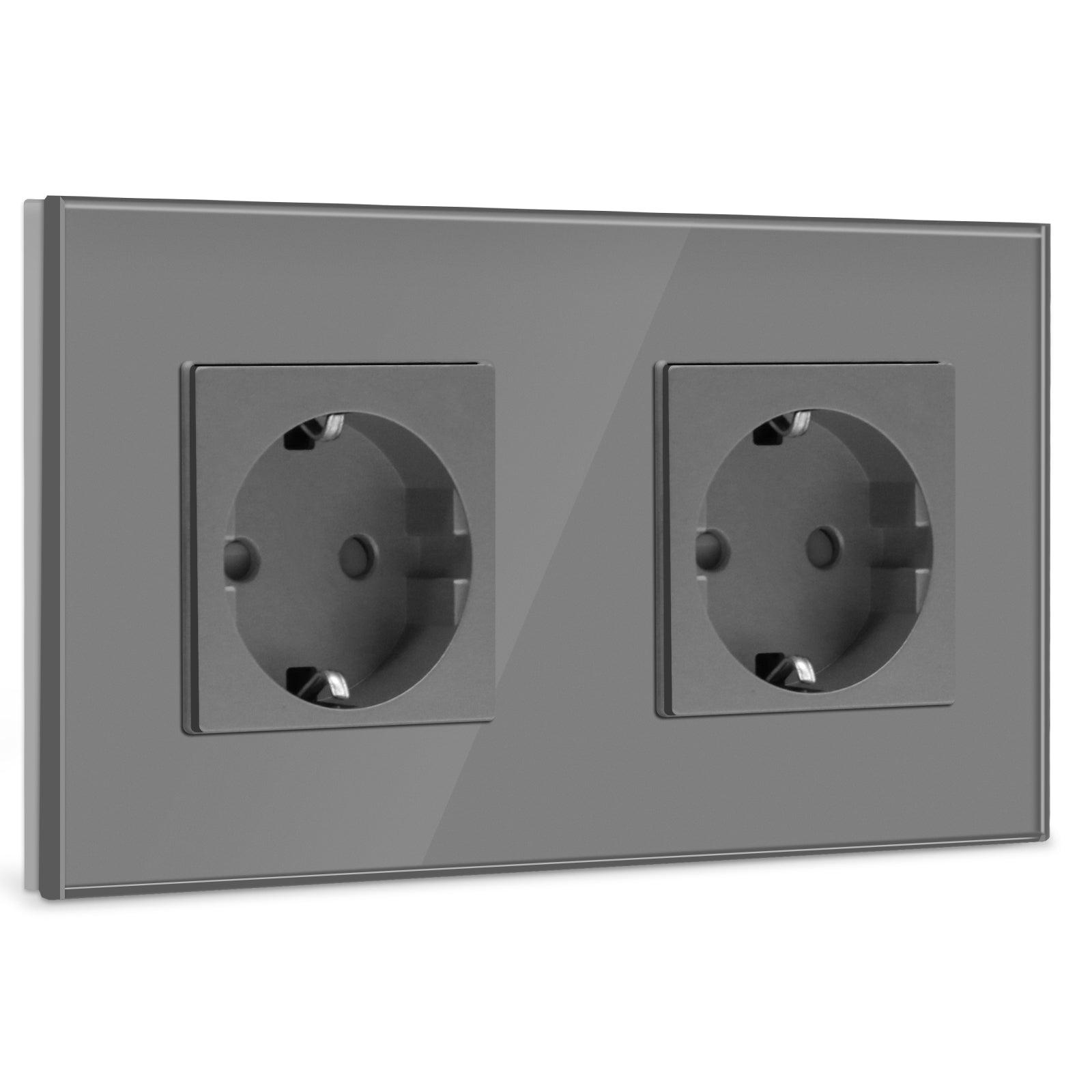 BSEED EU Wall Sockets Power Outlets Glass Panel 16A Power Outlets & Sockets Bseedswitch Grey Double 