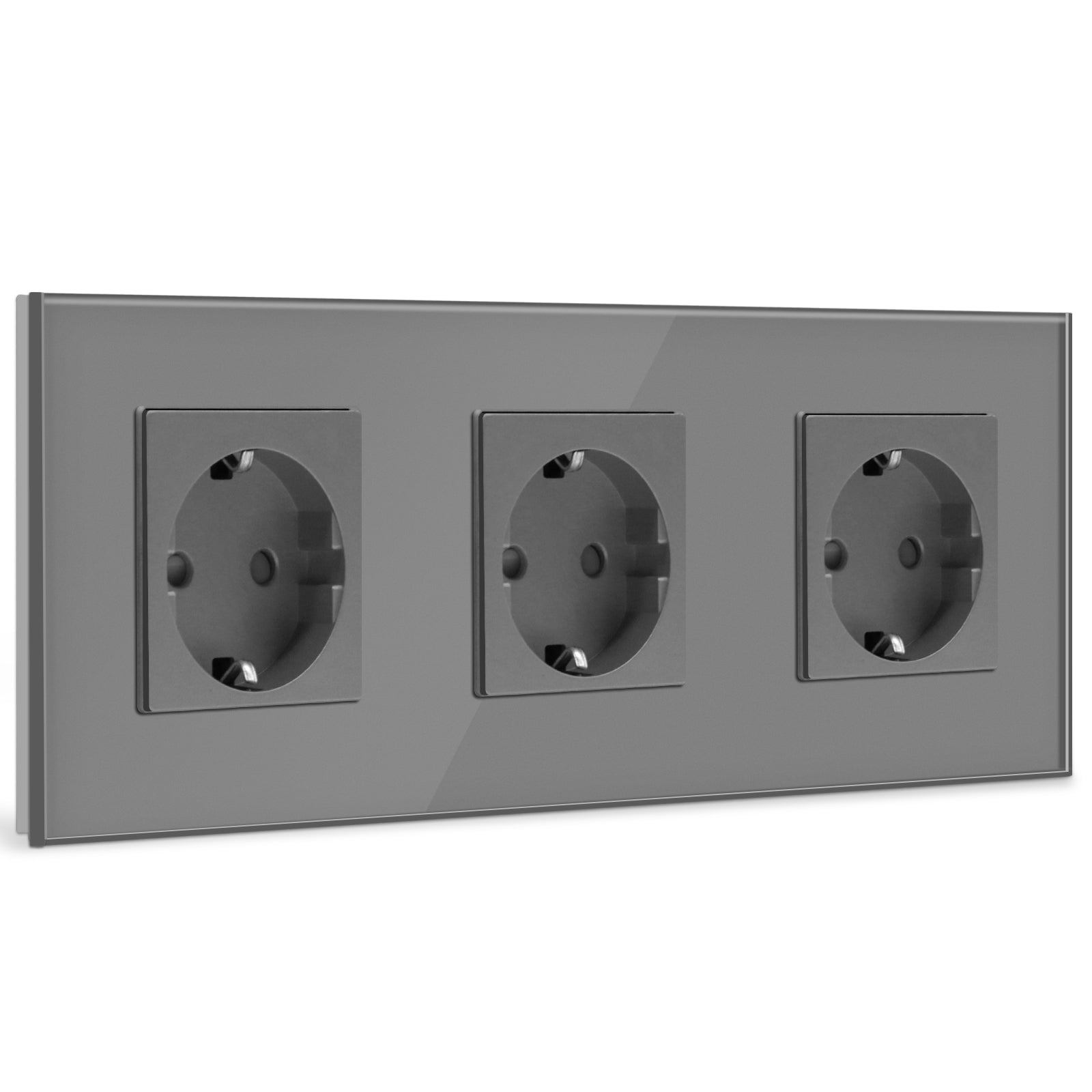 BSEED EU Wall Sockets Power Outlets Glass Panel 16A Power Outlets & Sockets Bseedswitch Grey Triple 