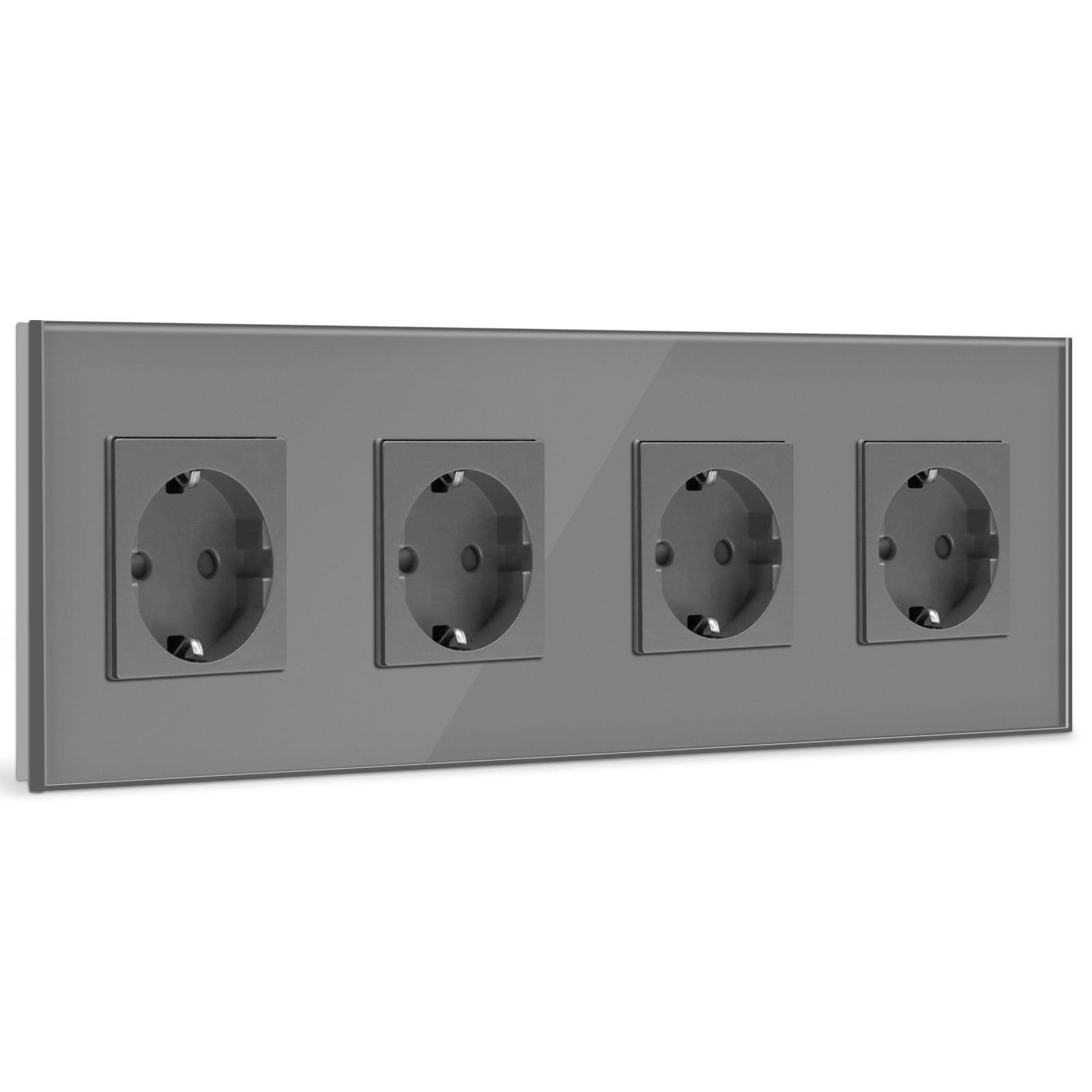 BSEED EU Wall Sockets Power Outlets Glass Panel 16A Power Outlets & Sockets Bseedswitch Grey Quadruple 