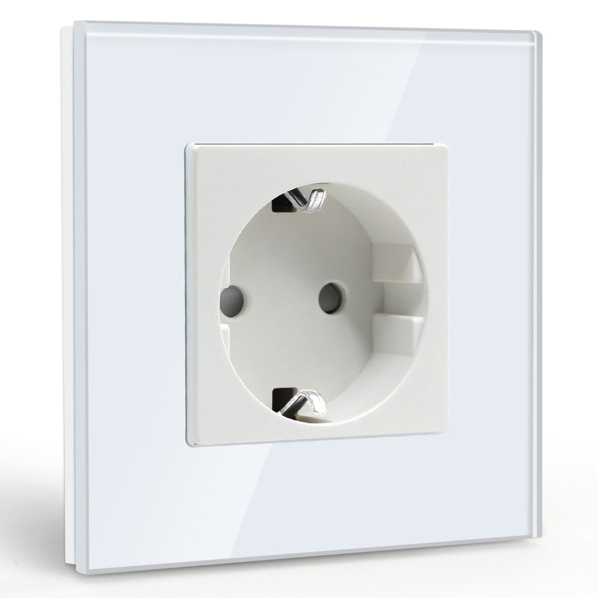 BSEED EU Wall Sockets Power Outlets Glass Panel 16A Power Outlets & Sockets Bseedswitch White Single 