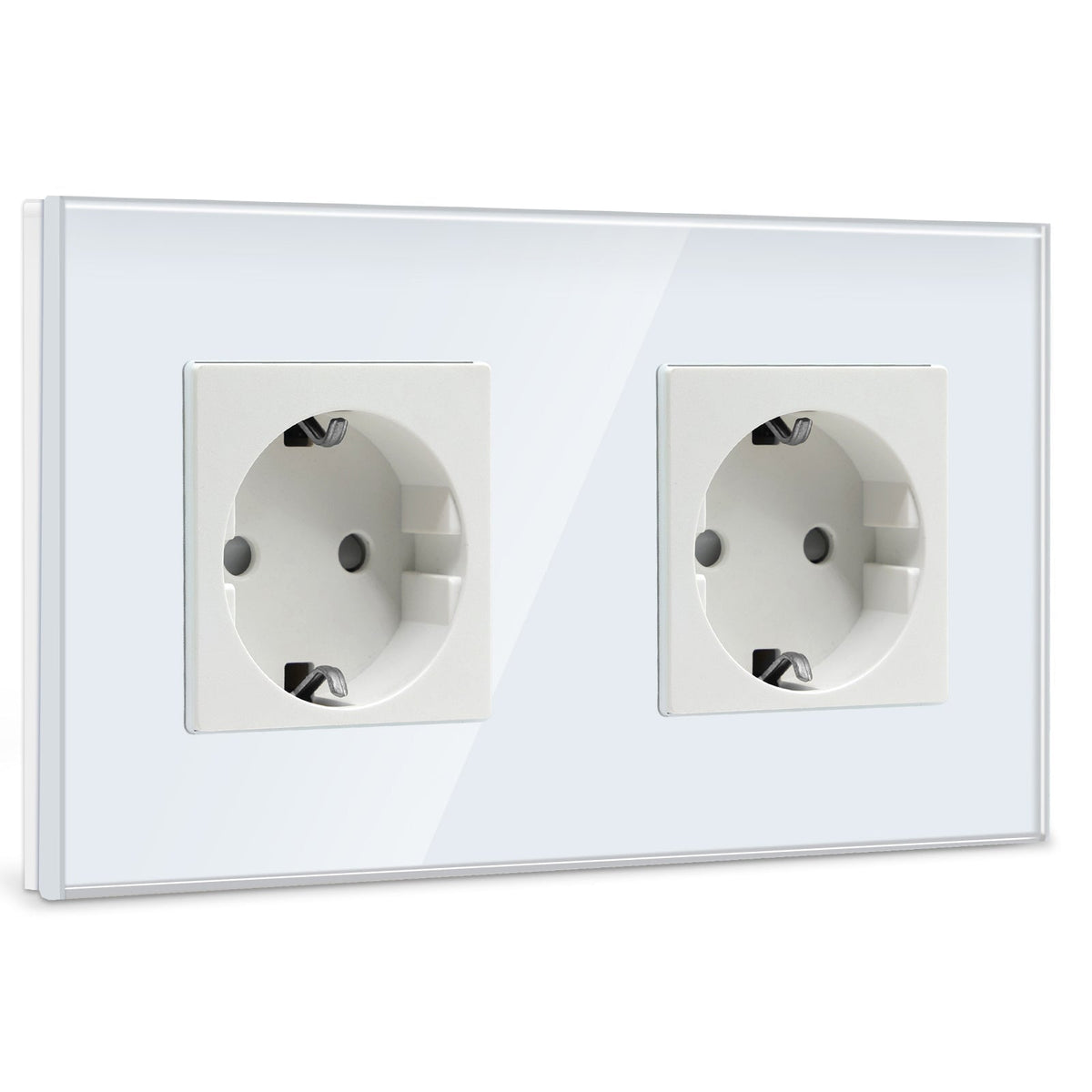 BSEED EU Wall Sockets Power Outlets Glass Panel 16A Power Outlets & Sockets Bseedswitch White Double 
