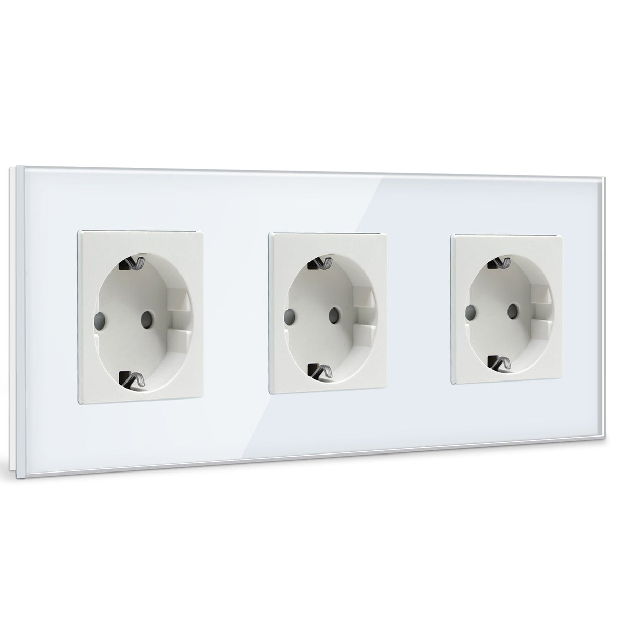 BSEED EU Wall Sockets Power Outlets Glass Panel 16A Power Outlets & Sockets Bseedswitch White Triple 