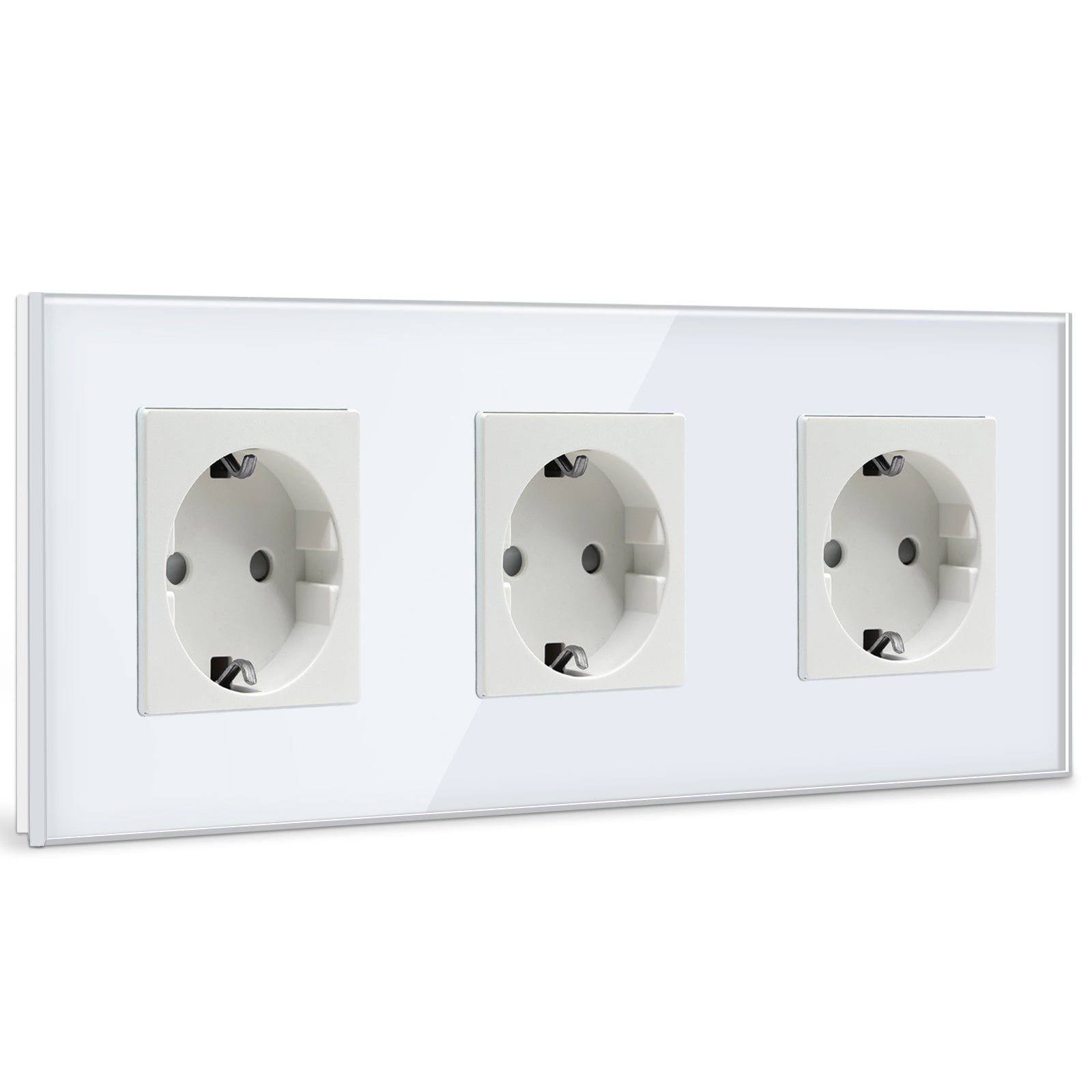 BSEED EU Wall Sockets Power Outlets Glass Panel 16A Power Outlets & Sockets Bseedswitch White Triple 