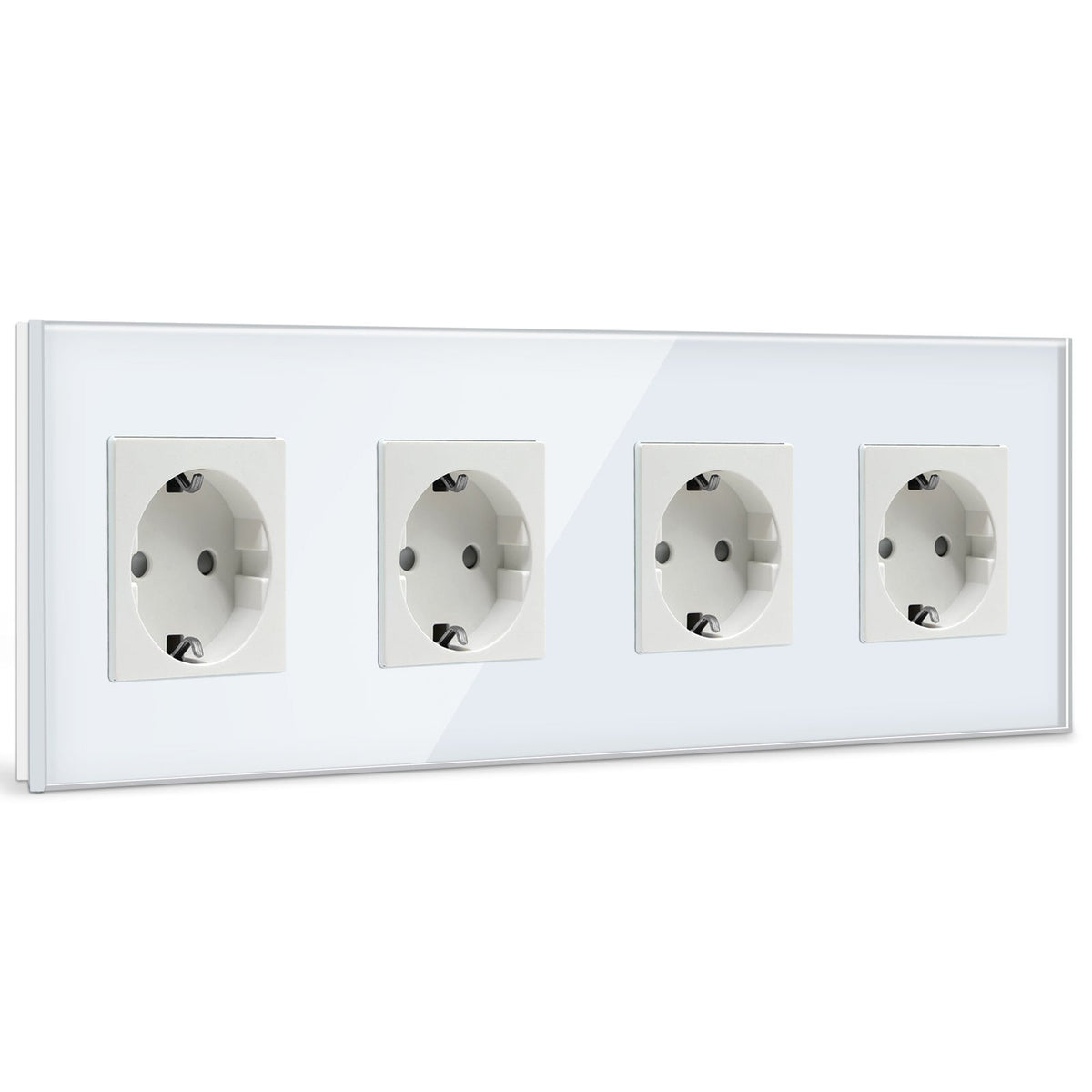 BSEED EU Wall Sockets Power Outlets Glass Panel 16A Power Outlets & Sockets Bseedswitch White Quadruple 