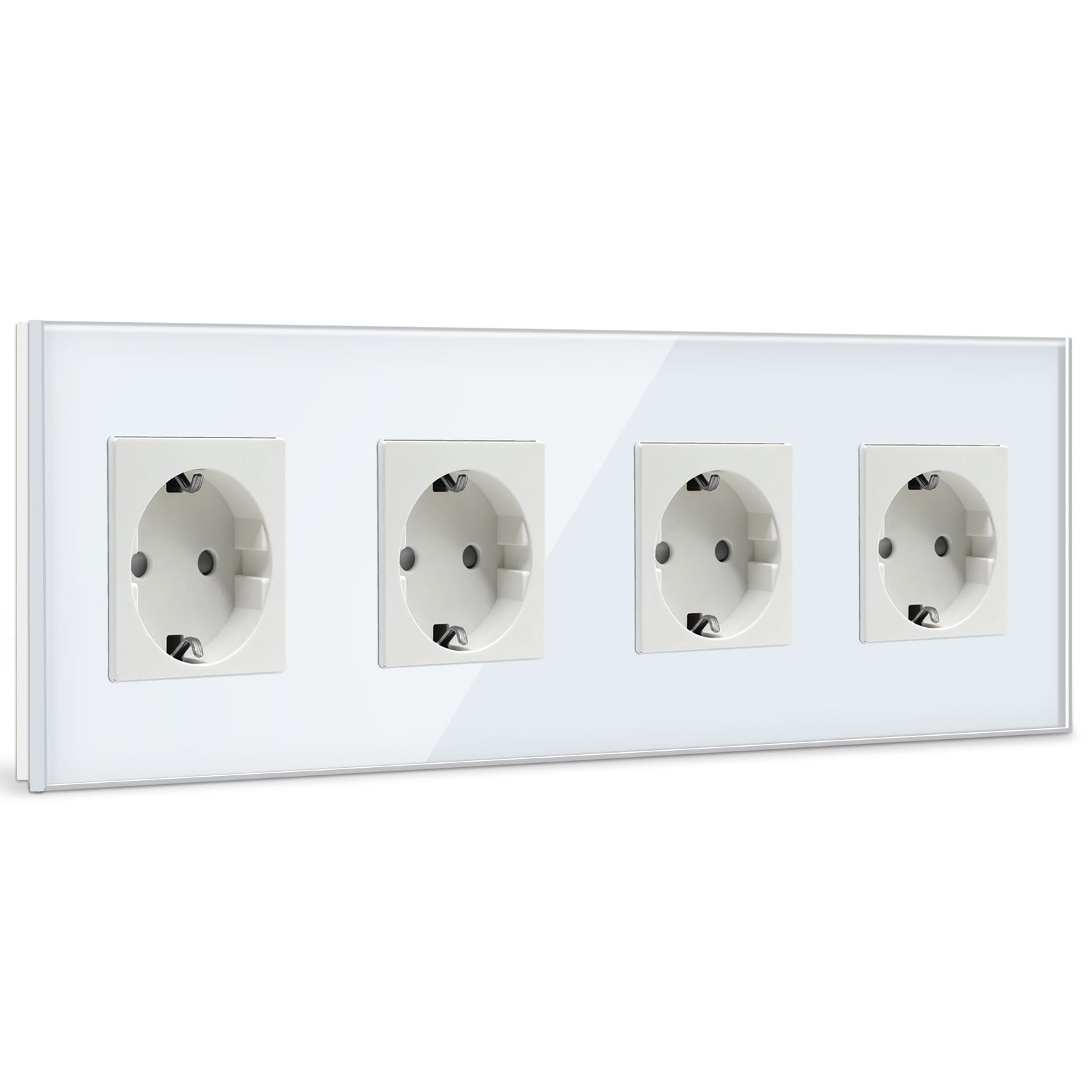 BSEED EU Wall Sockets Power Outlets Glass Panel 16A Power Outlets & Sockets Bseedswitch White Quadruple 