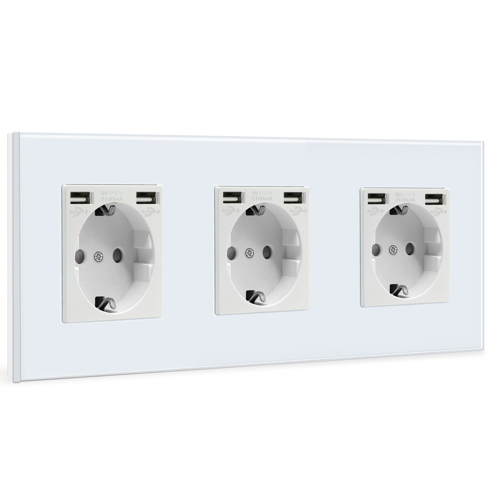 BSEED EU Sockets with 2.1A Double USB Port Interface Outlet Wall Socket Power Outlets & Sockets Bseedswitch White Triple 