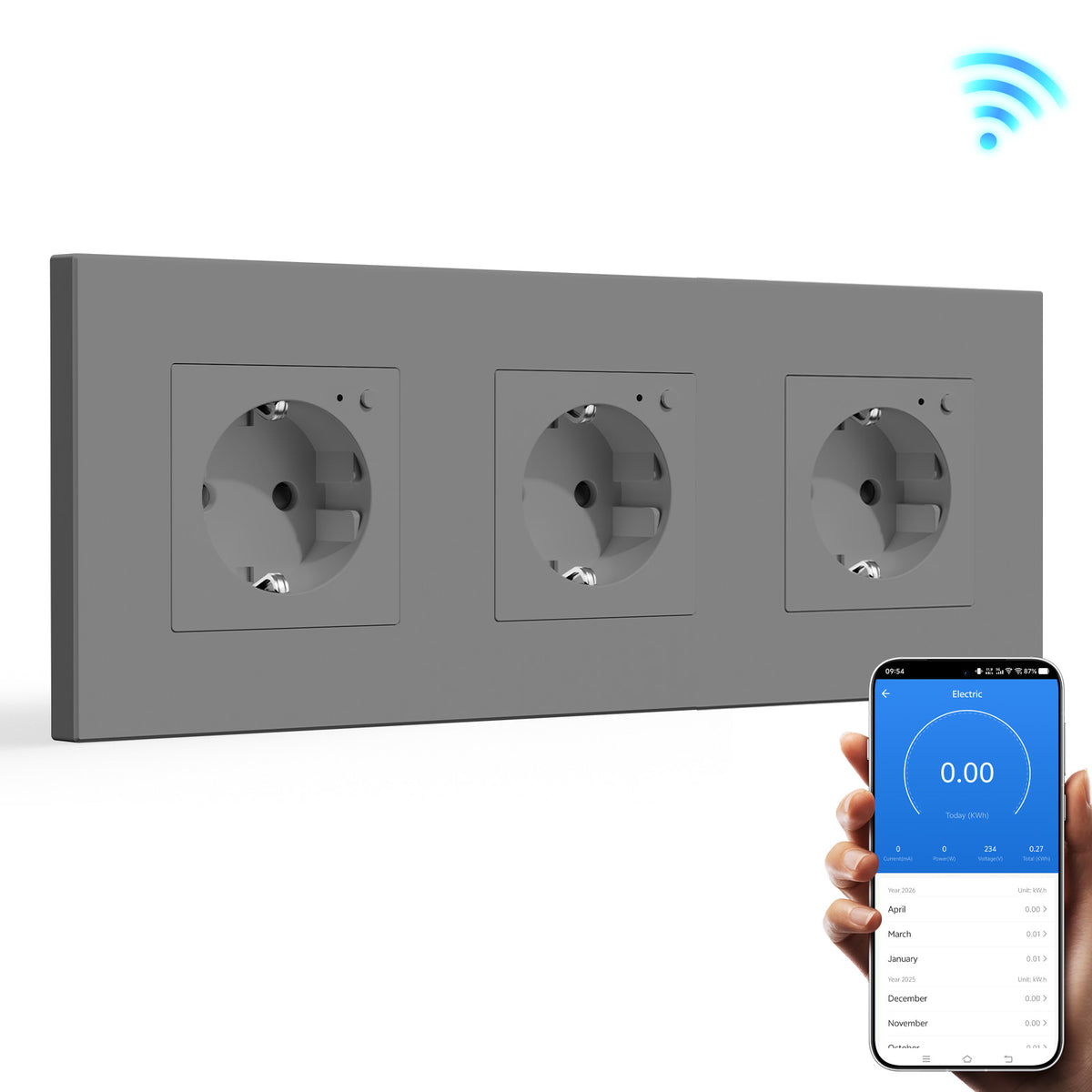 Bseed Tomadas de Parede Standard UE com Wi‑Fi e Monitorização de Energia