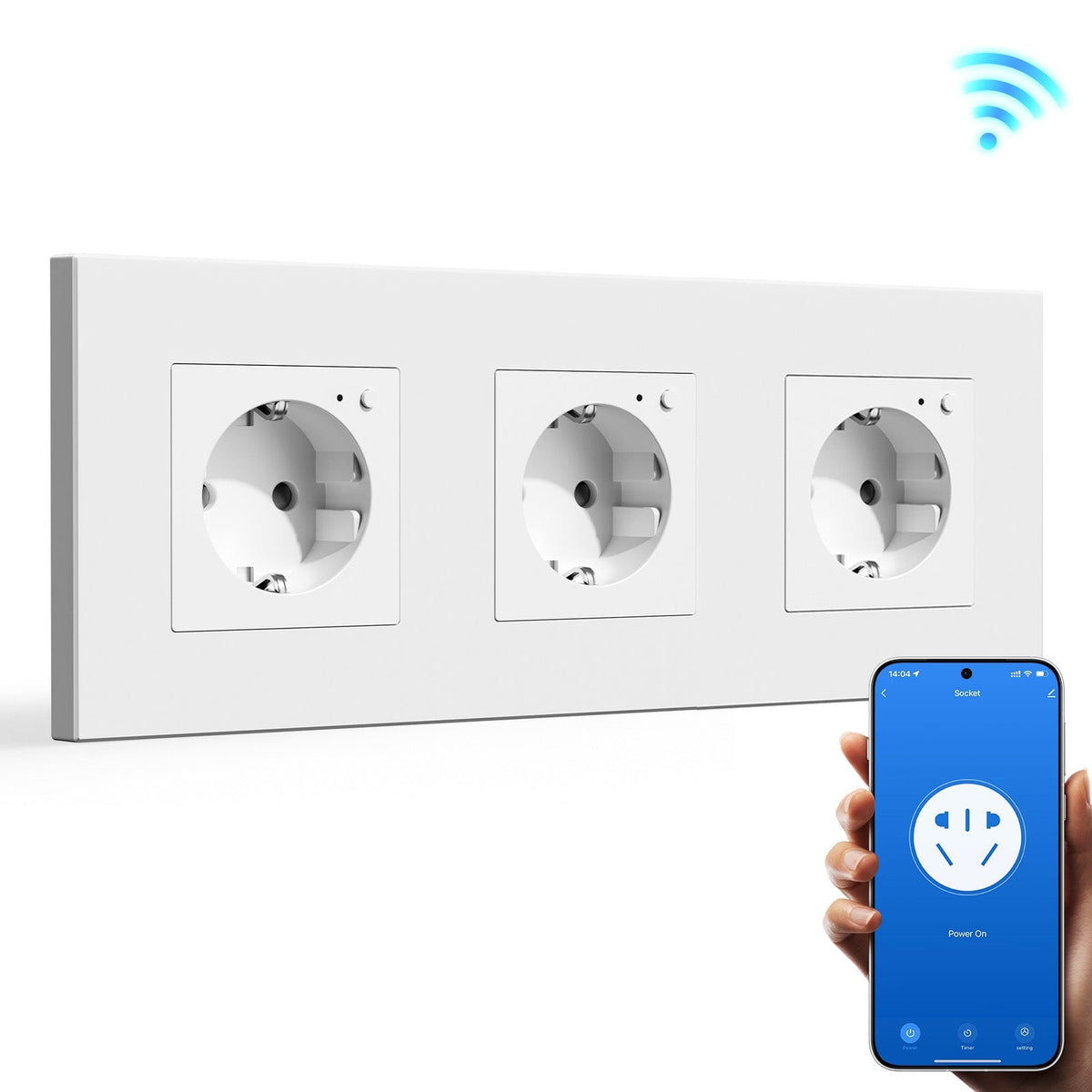 BSEED Wifi EU Wall Sockets Single Power Outlets Kids Protection Power Outlets & Sockets Bseedswitch white Triple Plastic