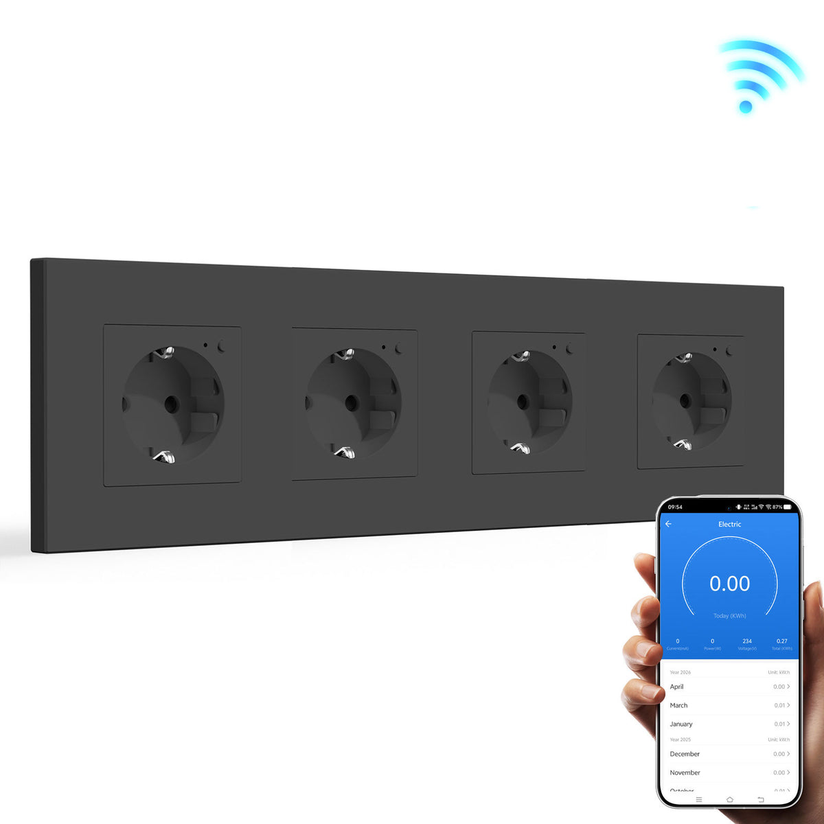 Bseed Tomadas de Parede Standard UE com Wi‑Fi e Monitorização de Energia