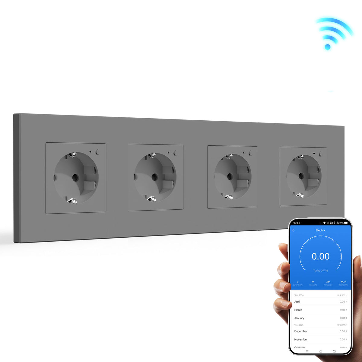 Bseed Tomadas de Parede Standard UE com Wi‑Fi e Monitorização de Energia
