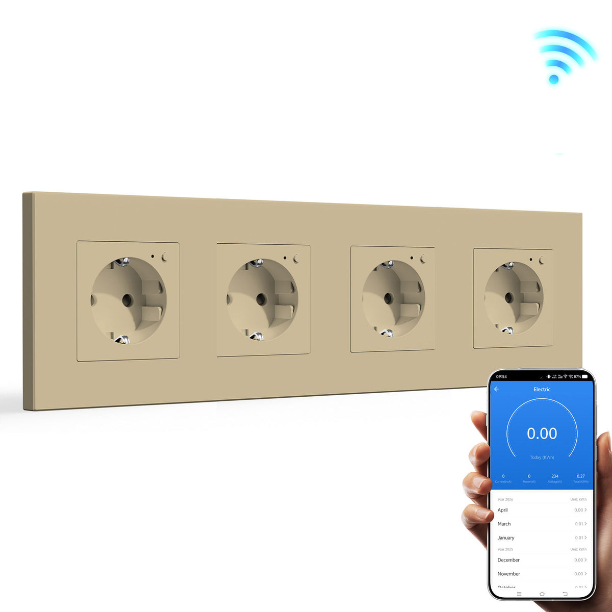 Bseed Tomadas de Parede Standard UE com Wi‑Fi e Monitorização de Energia