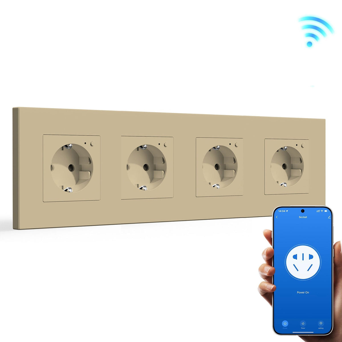BSEED Wifi EU Wall Sockets Single Power Outlets Kids Protection Power Outlets & Sockets Bseedswitch gold Quadruple Plastic