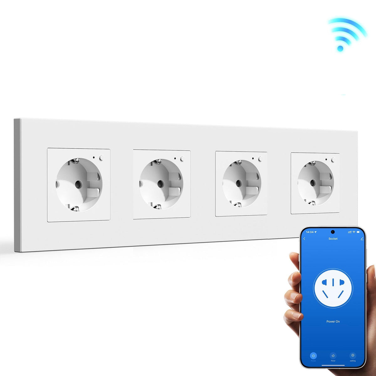 BSEED Wifi EU Wall Sockets Single Power Outlets Kids Protection Power Outlets & Sockets Bseedswitch white Quadruple Plastic