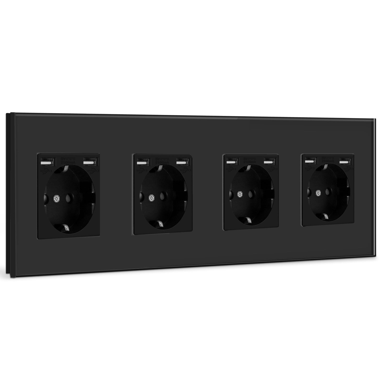 BSEED EU Sockets with 2.1A Double USB Port Interface Outlet Wall Socket Power Outlets & Sockets Bseedswitch Black Quadruple 