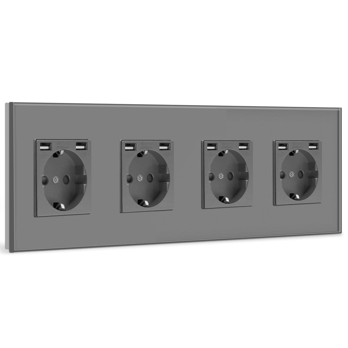 BSEED EU Sockets with 2.1A Double USB Port Interface Outlet Wall Socket Power Outlets & Sockets Bseedswitch Grey Quadruple 