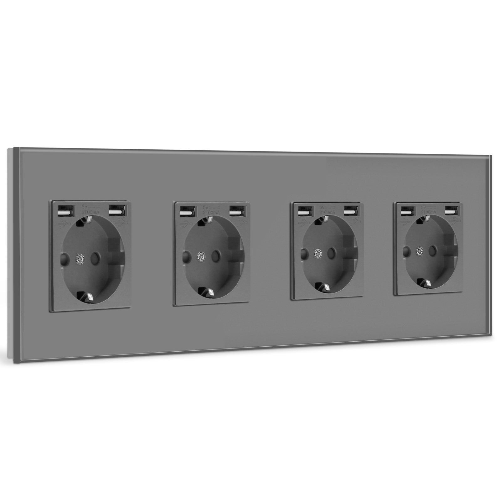 BSEED EU Sockets with 2.1A Double USB Port Interface Outlet Wall Socket Power Outlets & Sockets Bseedswitch Grey Quadruple 