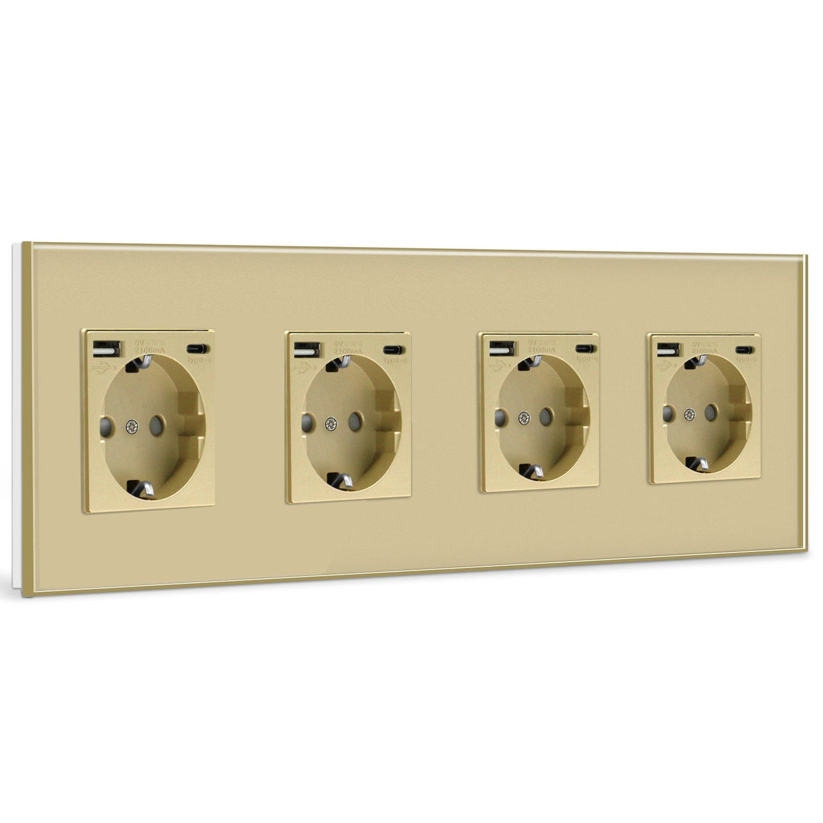 BSEED EU Sockets with 2.1A Double USB Port Interface Outlet Wall Socket Power Outlets & Sockets Bseedswitch Gold Quadruple 