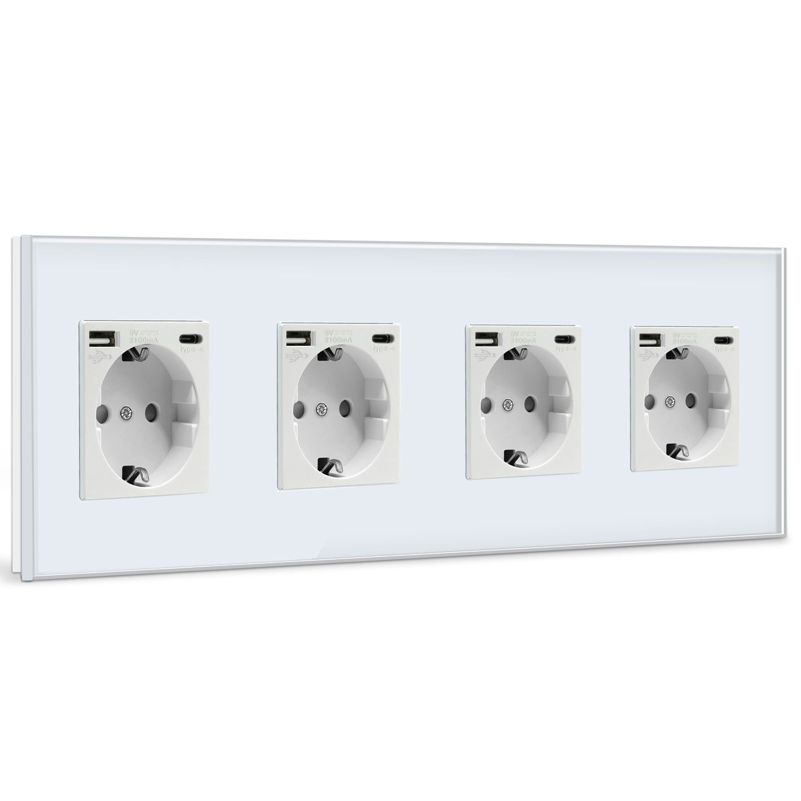 BSEED EU sockets with 2.1A Type-C Interface Outlet Wall Socket Power Outlets & Sockets Bseedswitch White Quadruple 