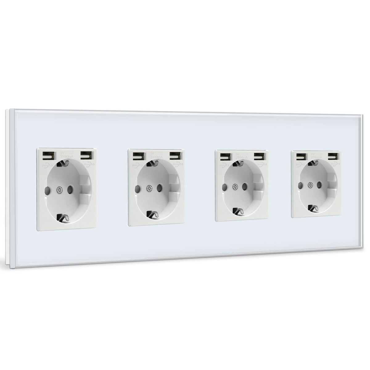 BSEED EU Sockets with 2.1A Double USB Port Interface Outlet Wall Socket Power Outlets & Sockets Bseedswitch White Quadruple 