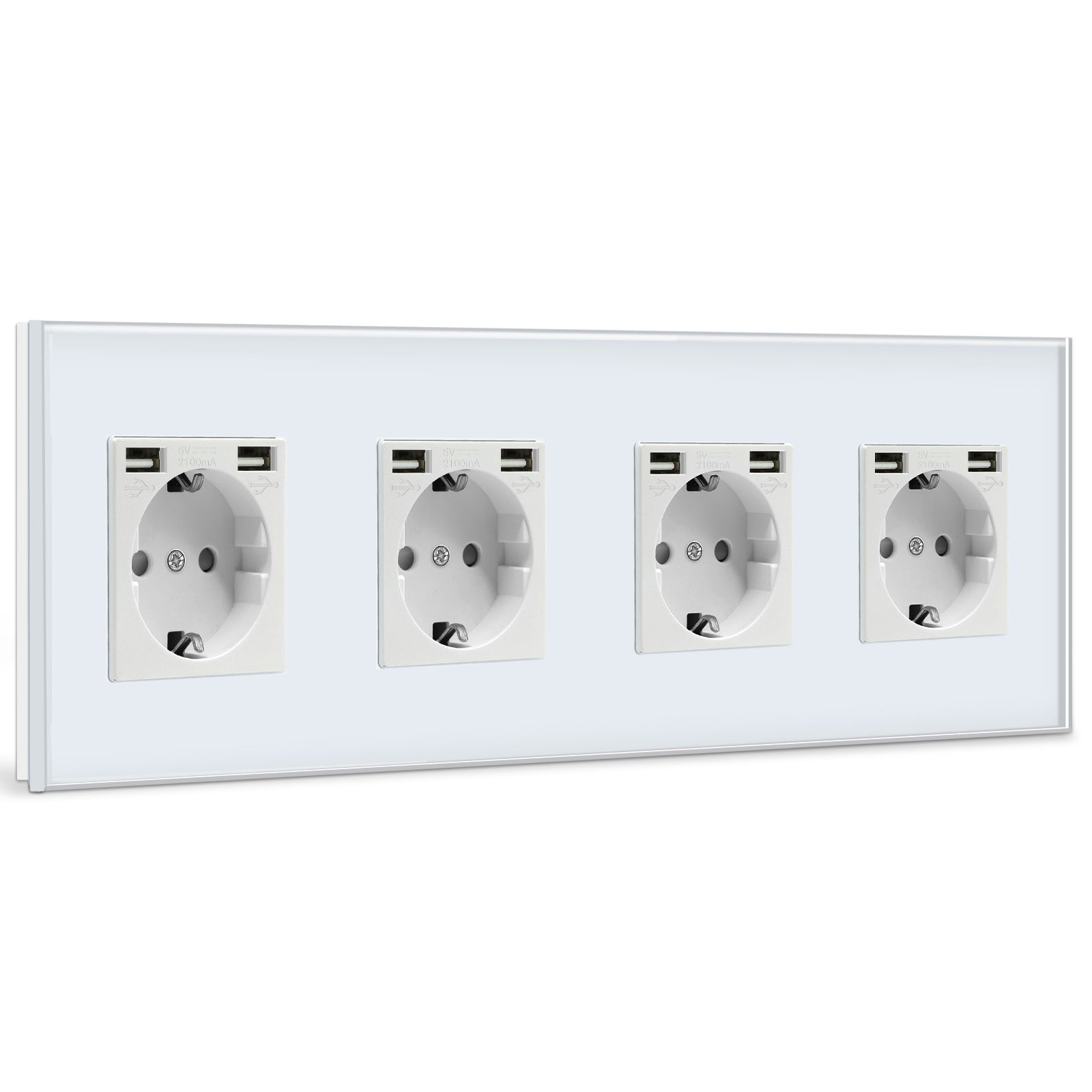 BSEED EU Sockets with 2.1A Double USB Port Interface Outlet Wall Socket Power Outlets & Sockets Bseedswitch White Quadruple 
