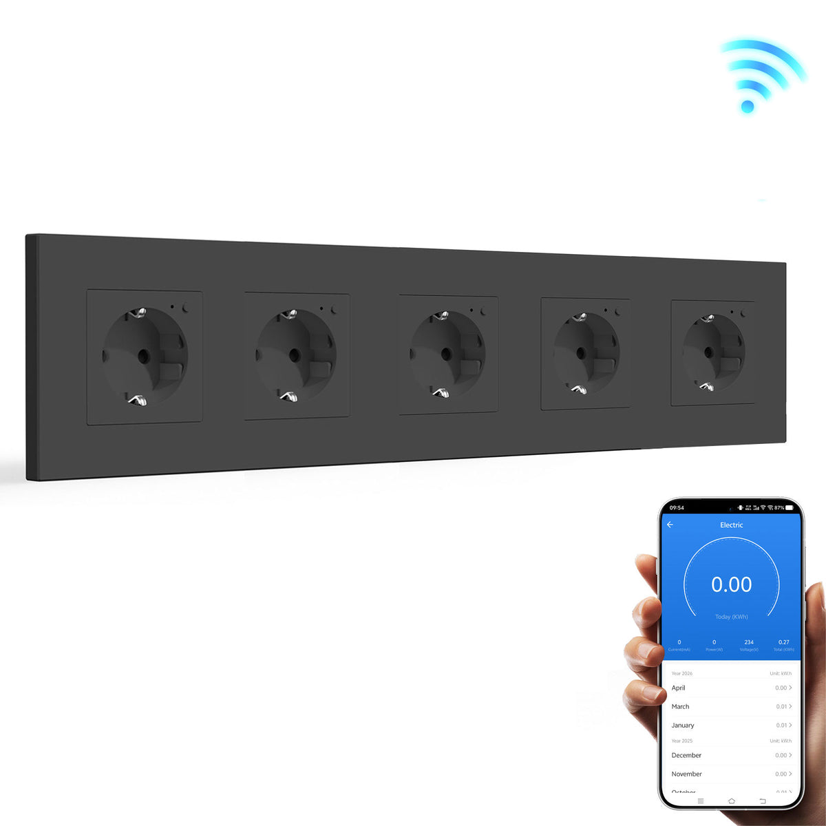 Bseed Tomadas de Parede Standard UE com Wi‑Fi e Monitorização de Energia