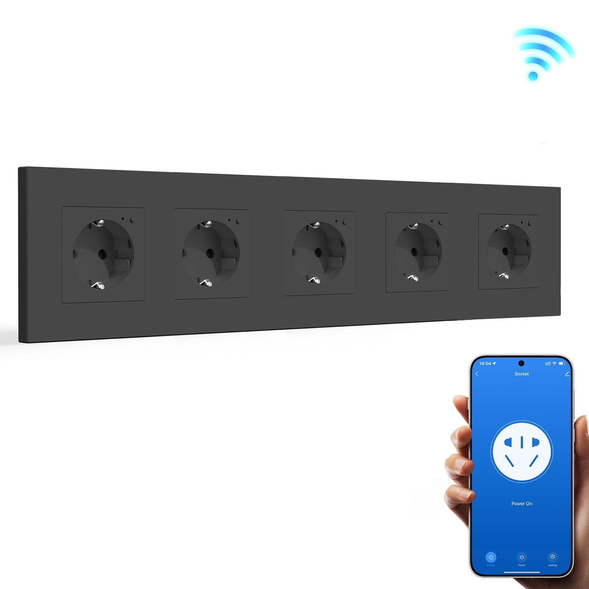 BSEED Wifi EU Wall Sockets Single Power Outlets Kids Protection Power Outlets & Sockets Bseedswitch black Quintuple Plastic