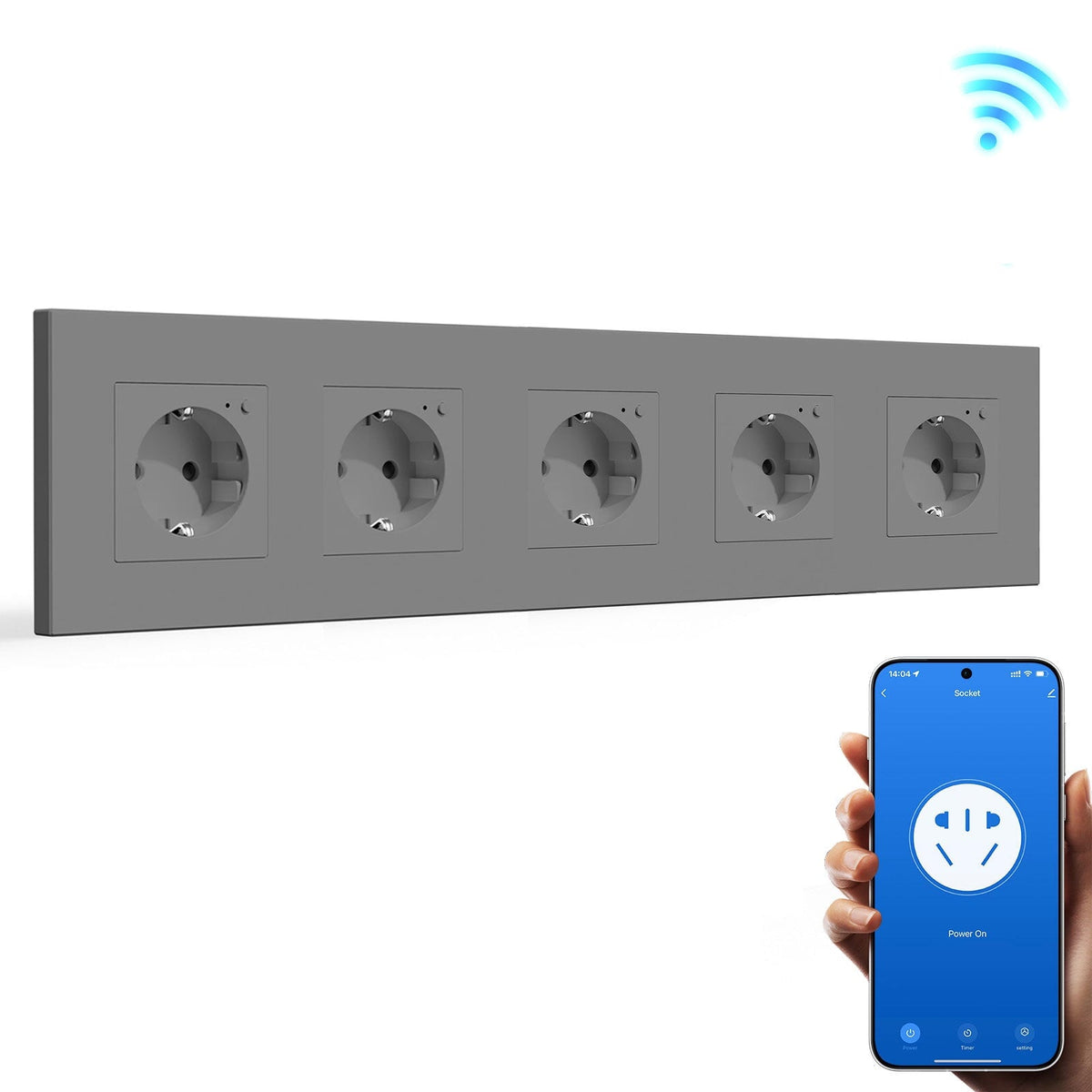 BSEED Wifi EU Wall Sockets Single Power Outlets Kids Protection Power Outlets & Sockets Bseedswitch grey Quintuple Plastic
