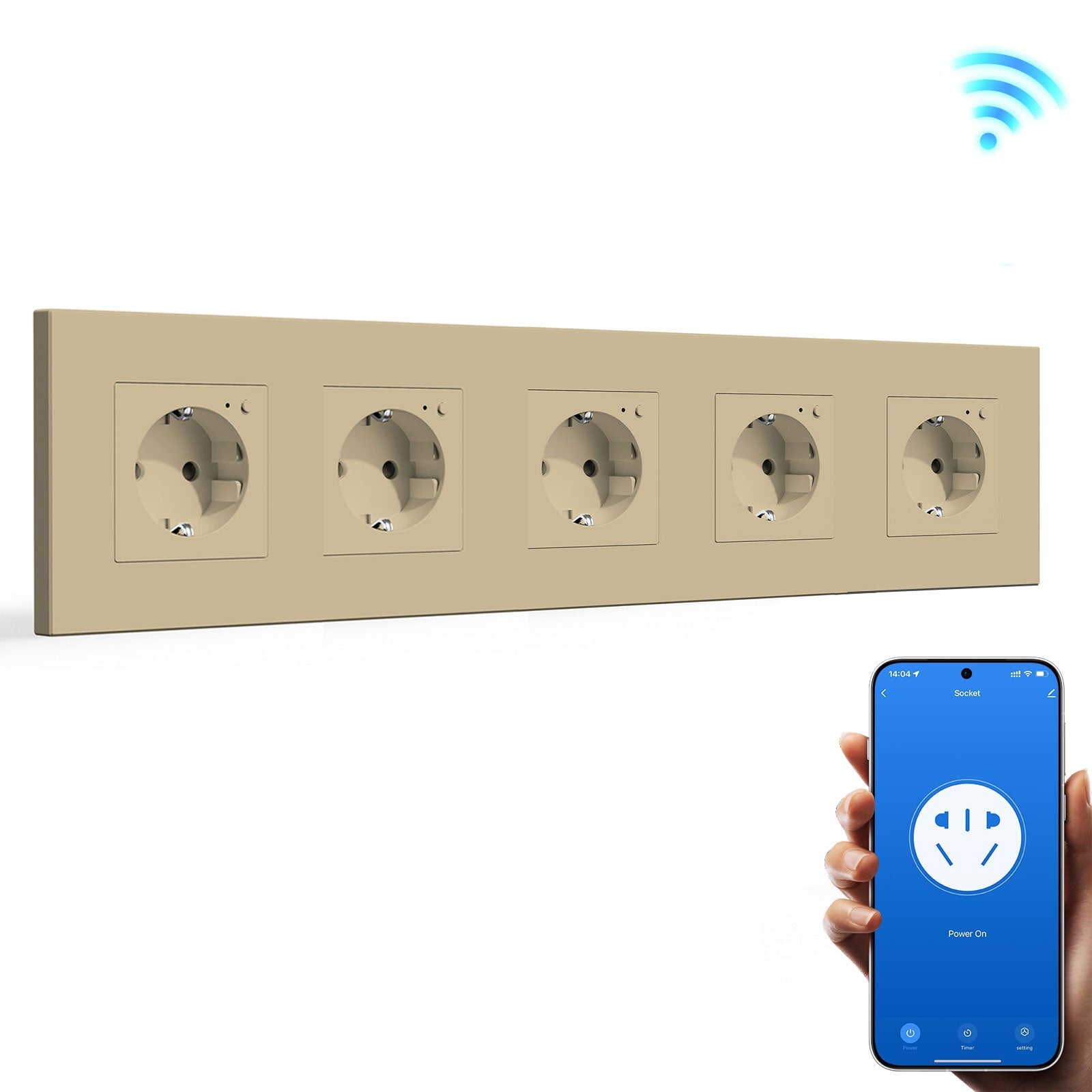 BSEED Wifi EU Wall Sockets Single Power Outlets Kids Protection Power Outlets & Sockets Bseedswitch gold Quintuple Plastic